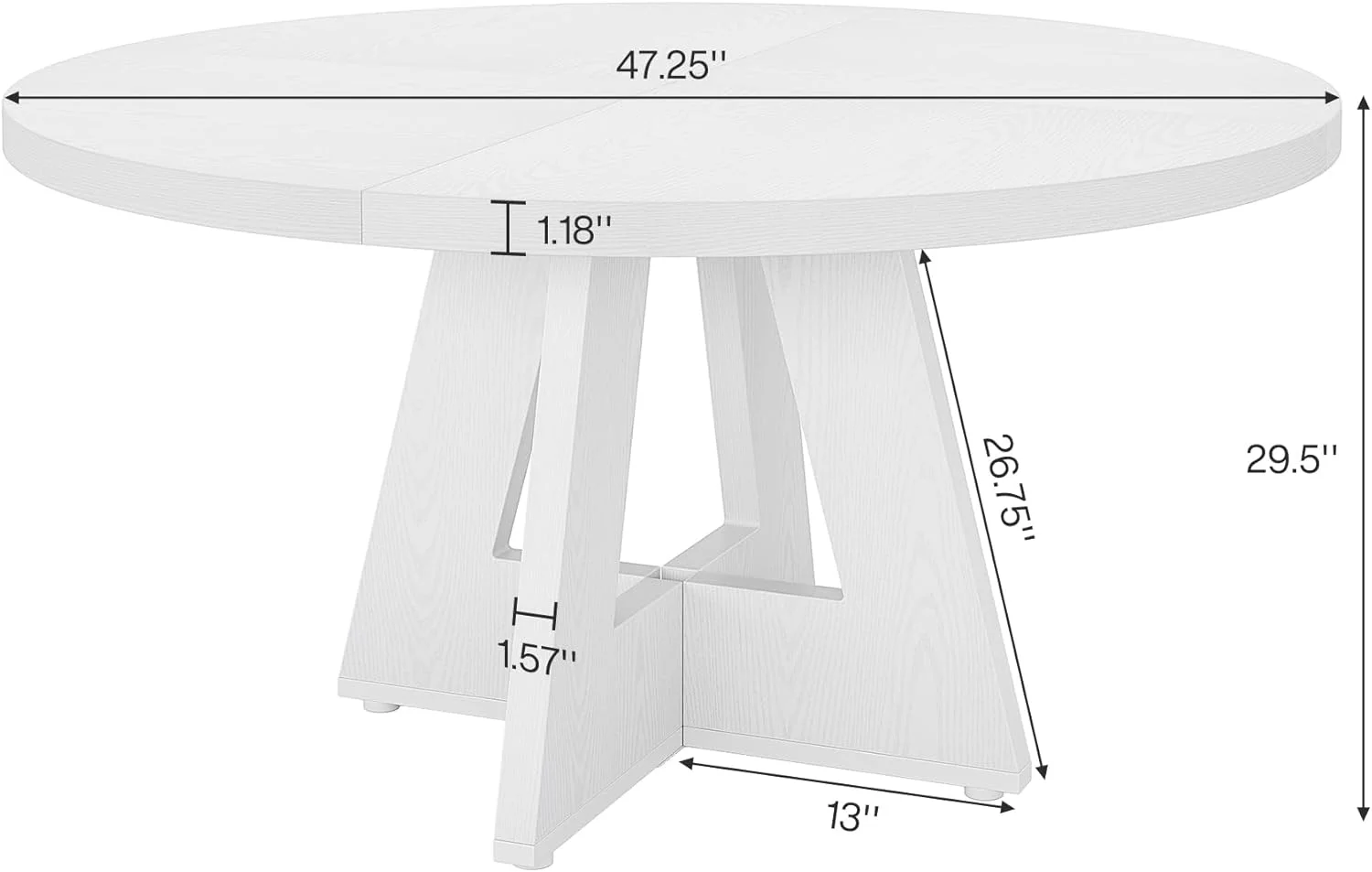 Tribesigns Round Dining Table for 4, Grey Kitchen Table 47 Inch Farmhouse Wood Kitchen Dinning Table for Kitchen Living Room - Image 15