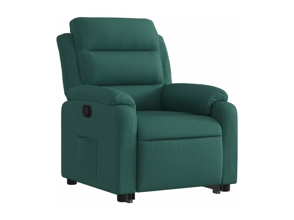 Sillón reclinable elevable tela verde oscuro