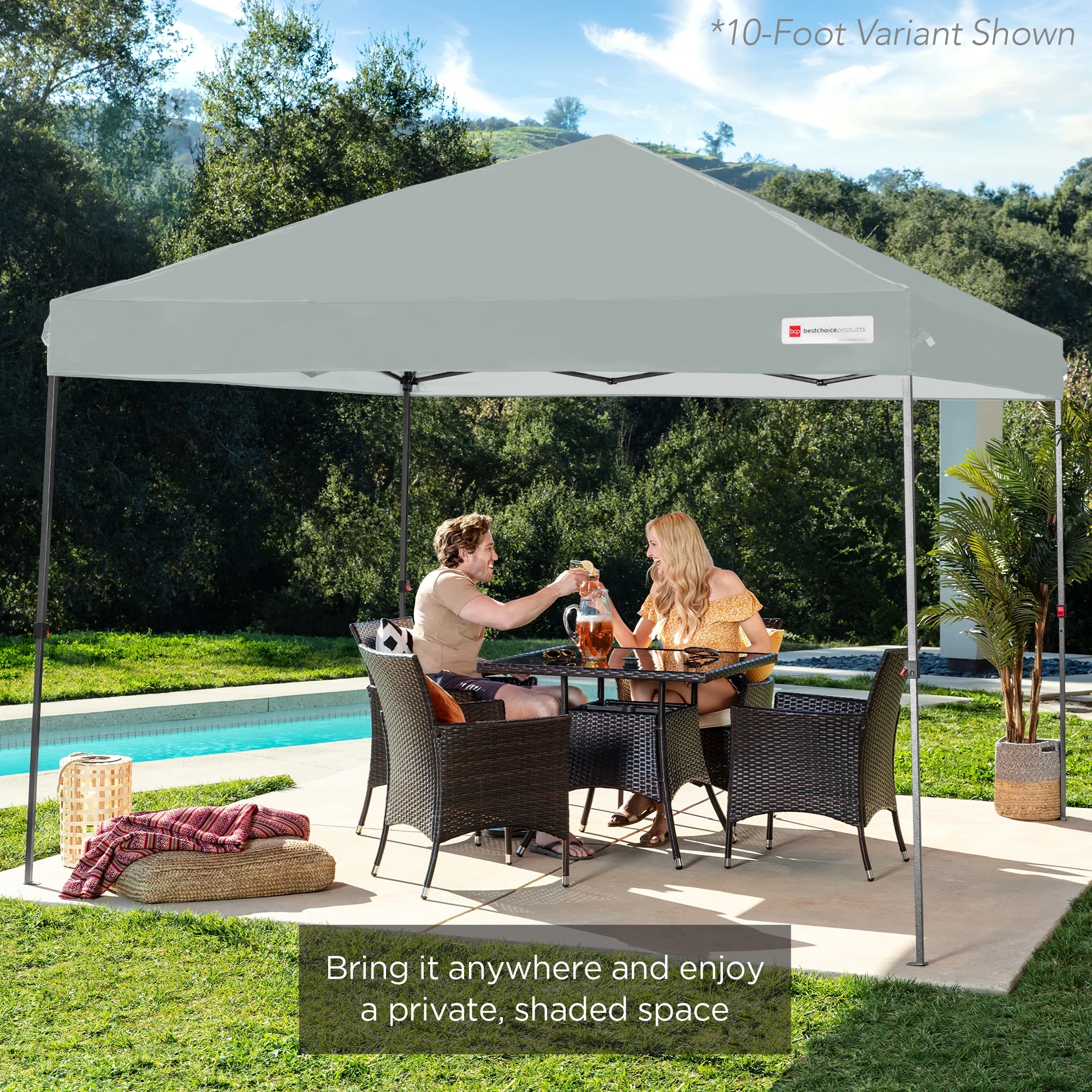 Best Choice Products 12x12ft Easy Setup Pop Up Canopy w/ 1-Button Setup, Wheeled Case, 4 Weight Bags - Navy Blue - Image 163