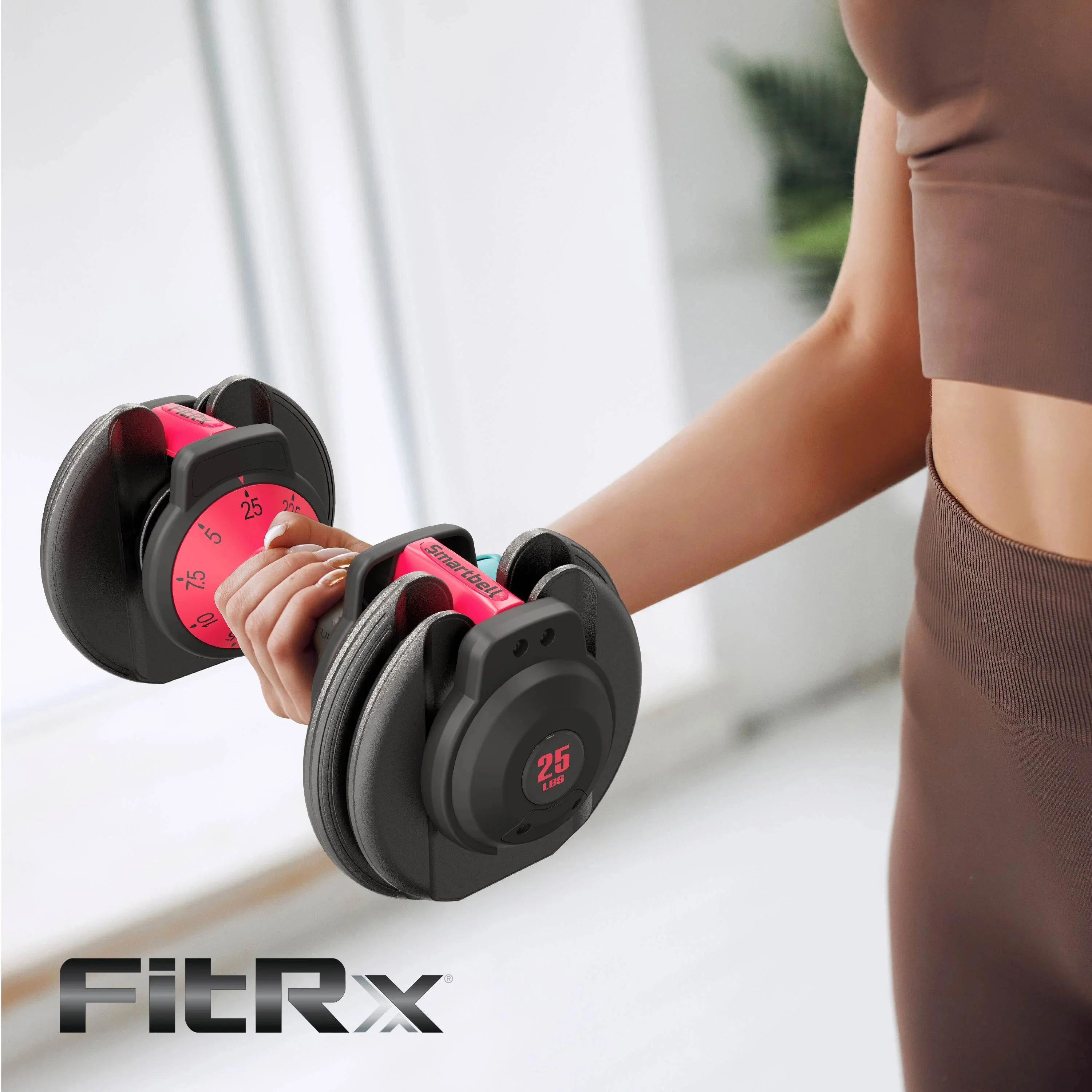 FitRx SmartBell Adjustable Dumbbell Set, 2-Pack, 25lb, 9-in-1 Quick-Select Weights, 2.5lb Increments - Image 5 FitRx SmartBell Adjustable Dumbbell Set, 2-Pack, 25lb, 9-in-1 Quick-Select Weights, 2.5lb Increments - Image 5