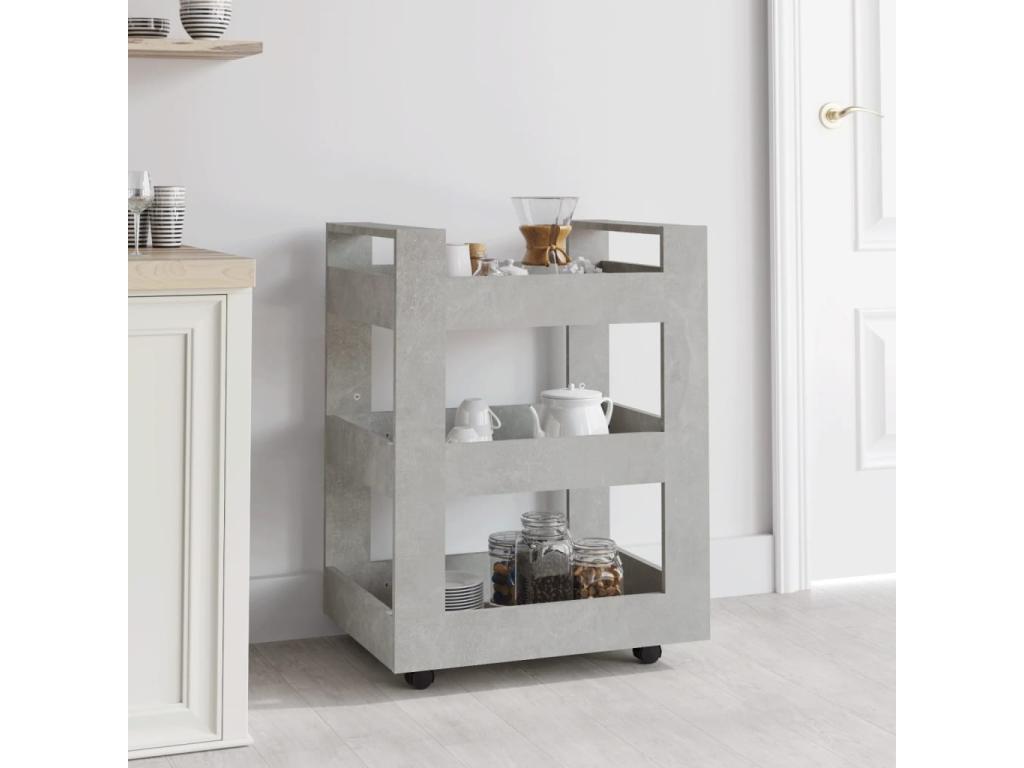 Carrito de cocina madera contrachapada gris hormigón 60x45x80cm
