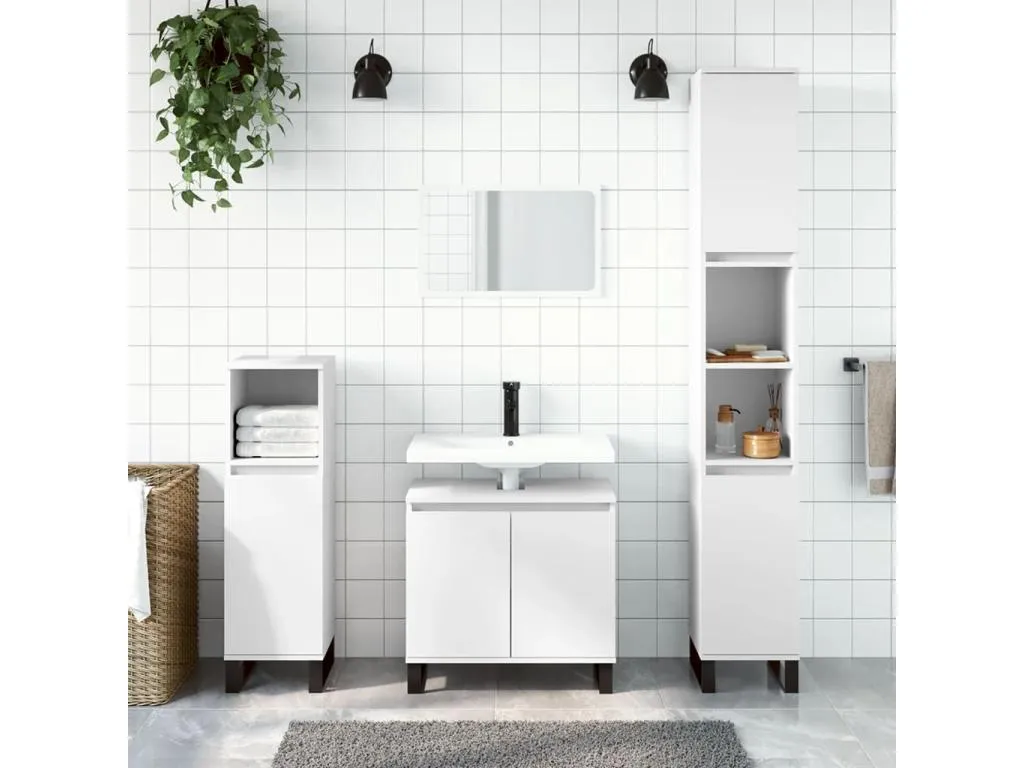 Armario de baño Decounico contrachapada blanco 30x30x190 cm