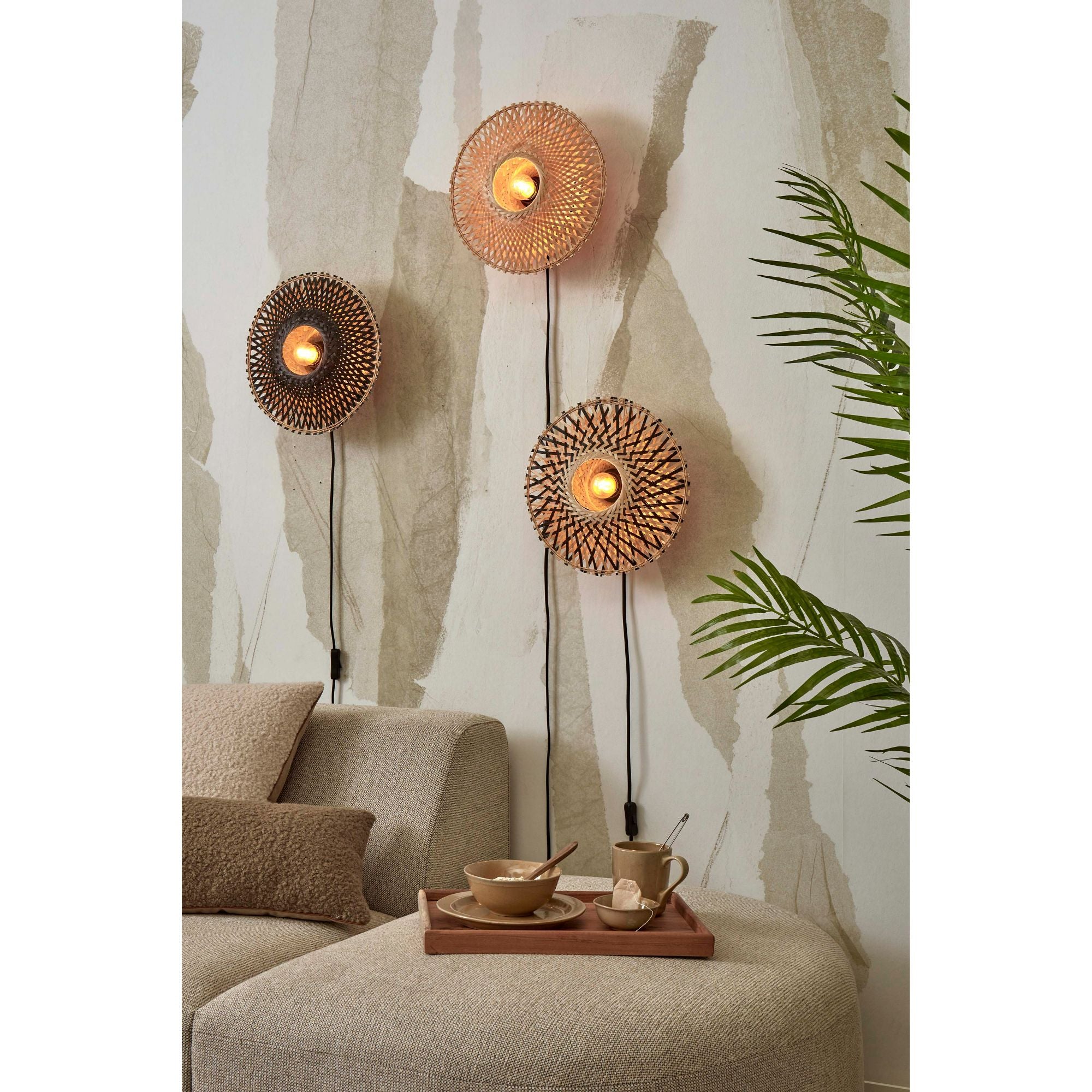 GOOD&MOJO Kalimantan Wandlamp Rond - Ø30cm - Bamboe