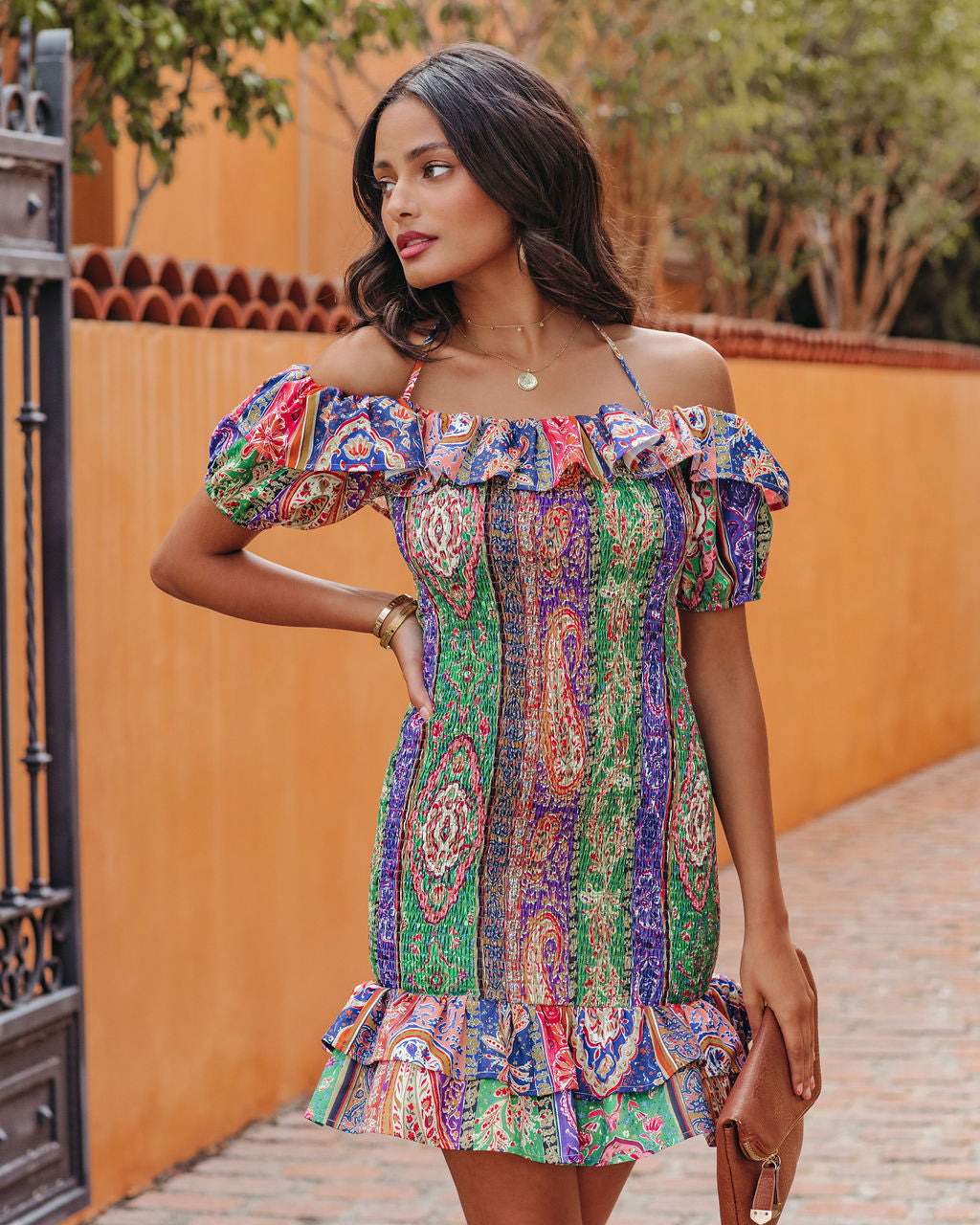 Grazie Paisley Halter Smocked Mini Dress - FINAL SALE - Se7enfashion