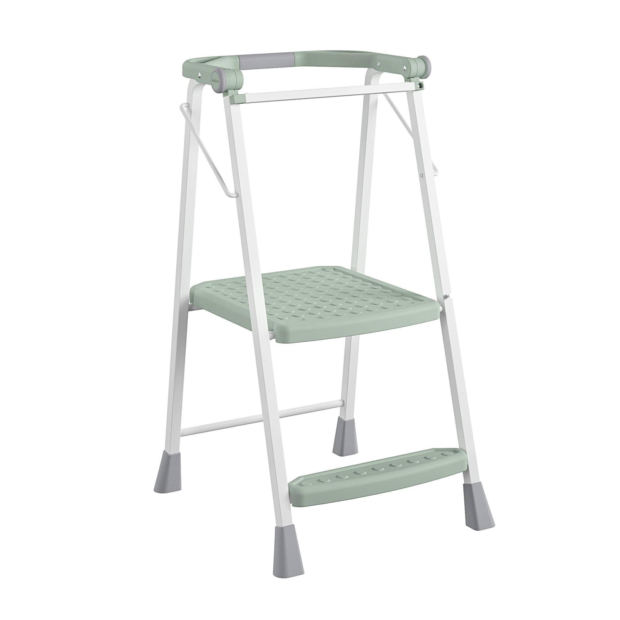 Cosco 2-Step Kitchen Stepper Adult Folding Step Stool, Kids Folding Kitchen Helper, Green(Green)
