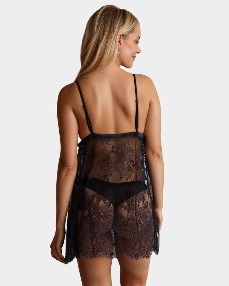 Sheer Lace Open Cup Babydolls
