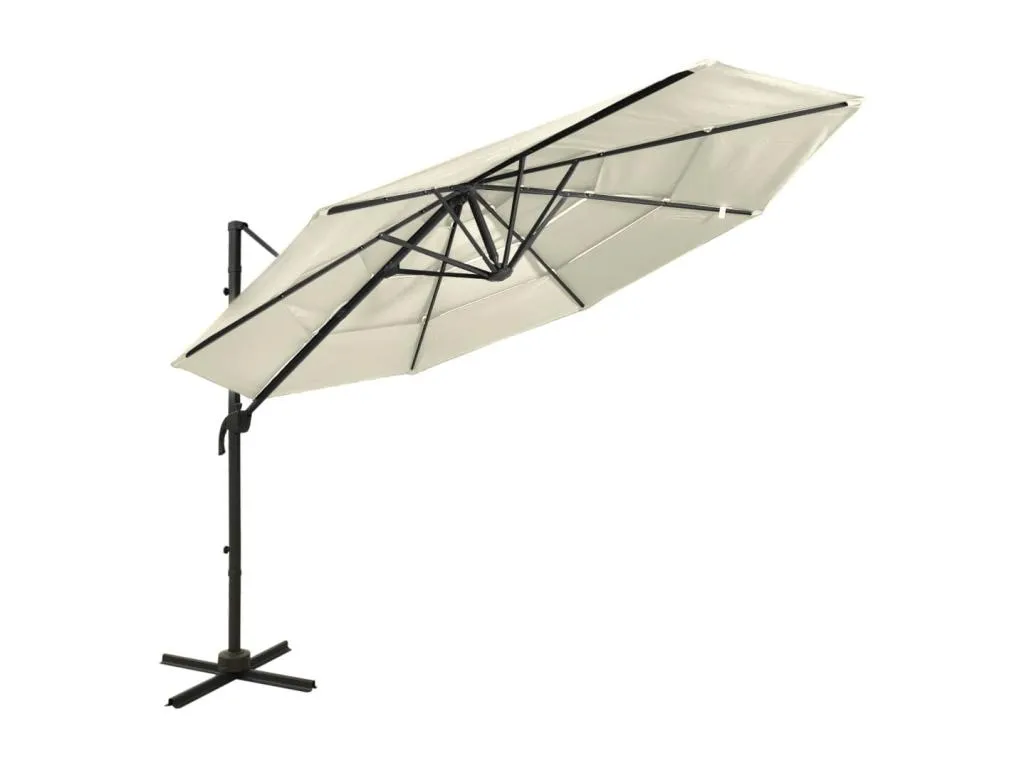Sombrilla de jardín de 4 niveles con poste de aluminio arena 3x3 m. eti3213764