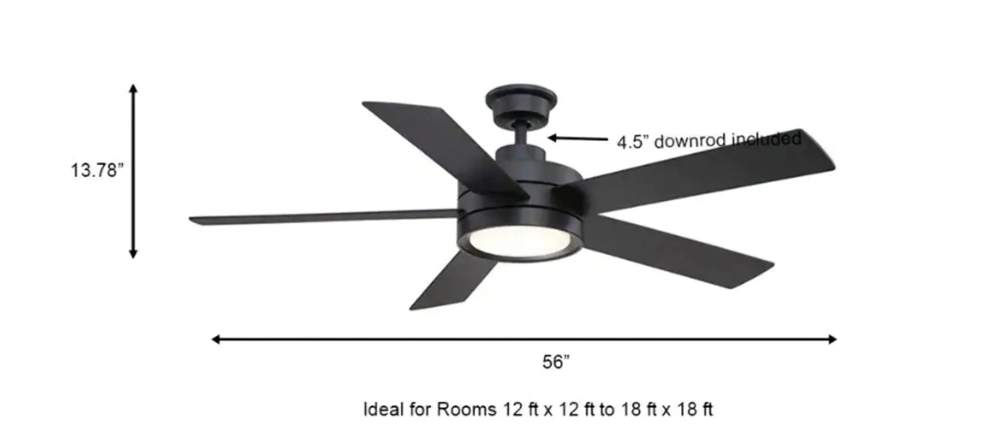 Home Decorators Collection Baxtan 56-Inch Matte Black Ceiling Fan with LED Light & Remote Control - Image 2