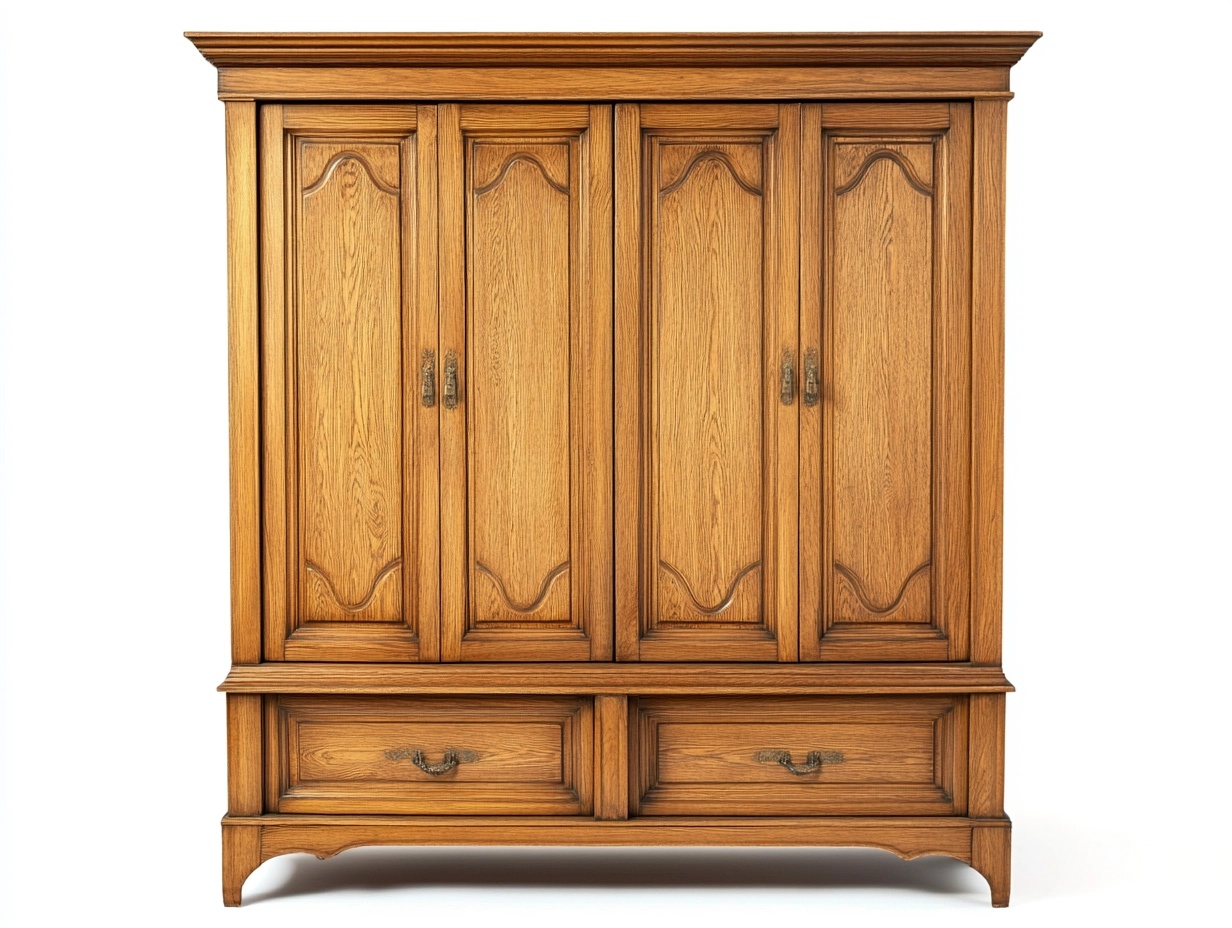 Armario de madera maciza color roble armario clásico para dormitorio 180x60x220cm con doble cajón inferior CP6055730