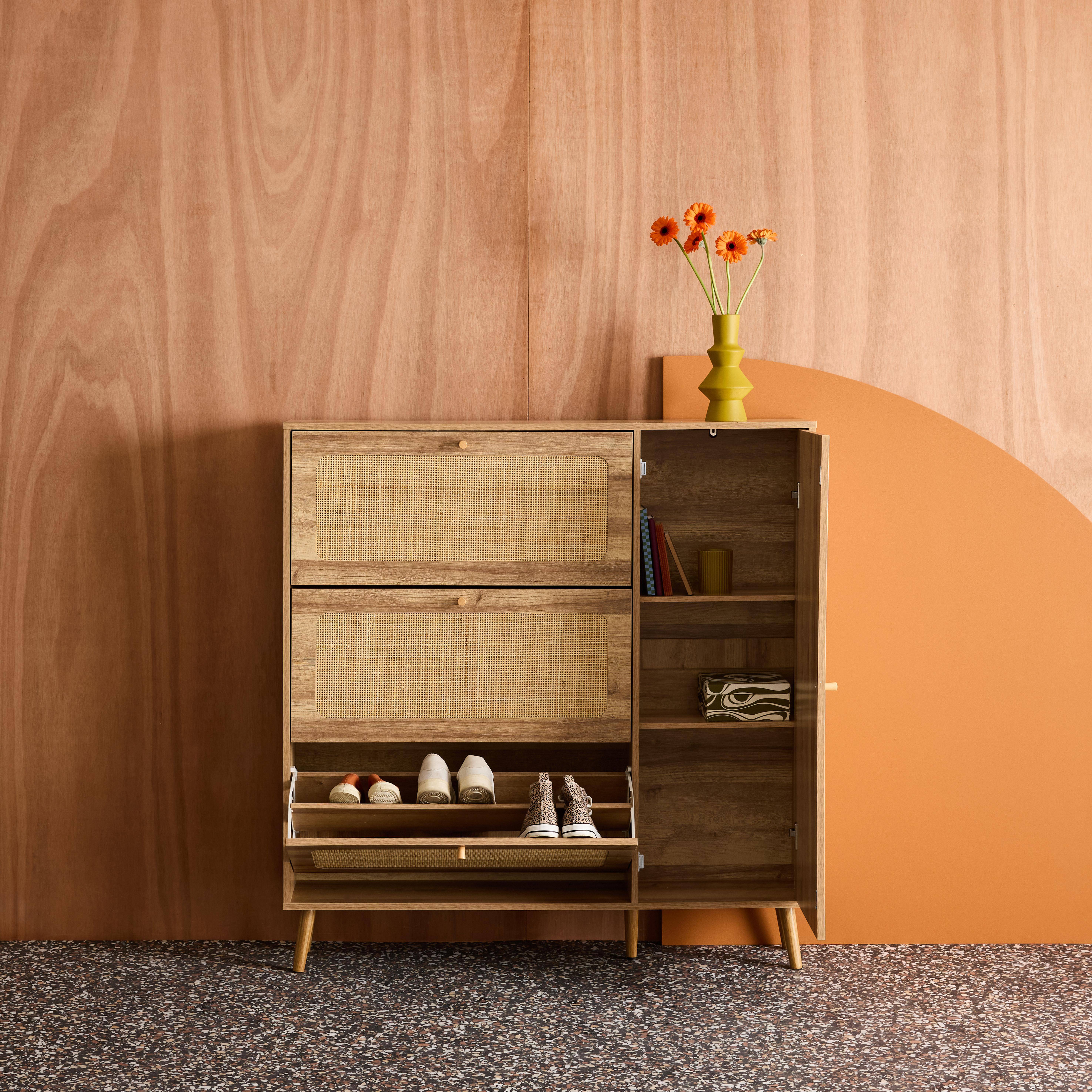 Boheme - Mueble para zapatos de caña con 3 cajones