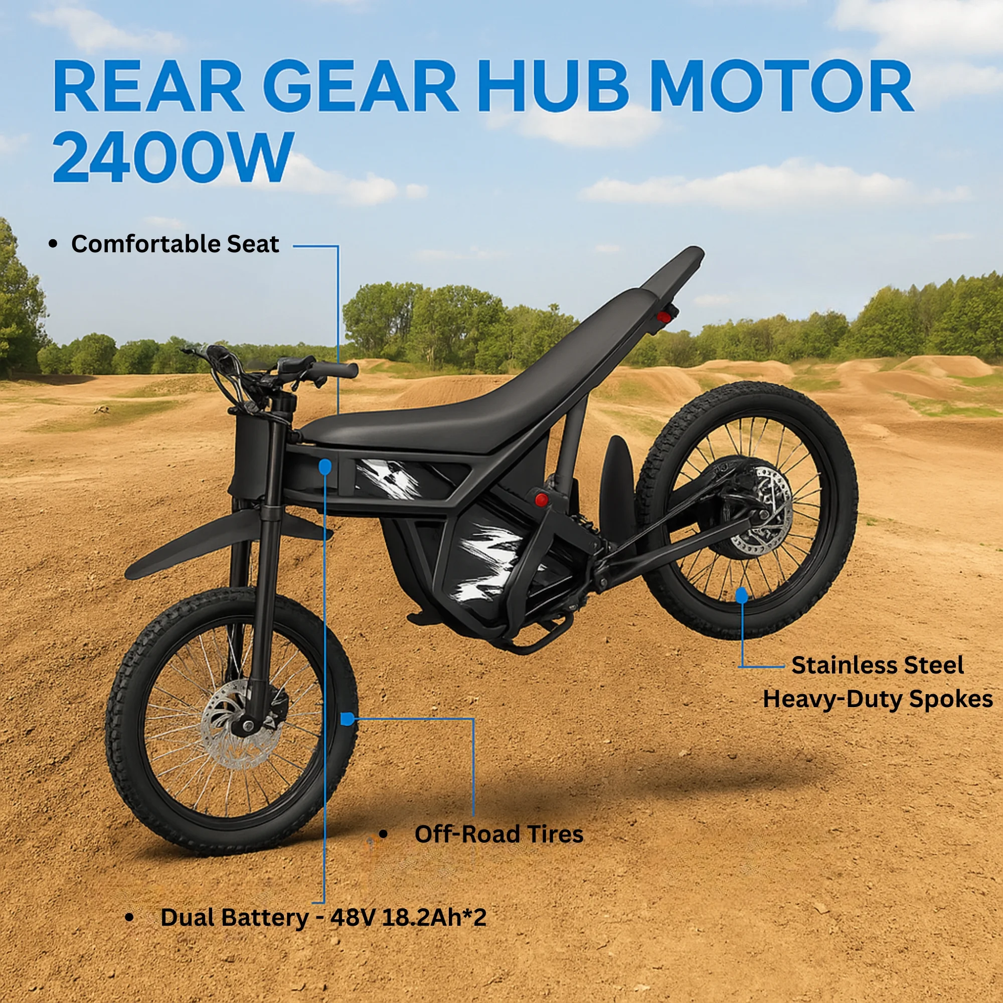 RIDING'TIMES 2400W Motor GT73 Electric Dirt Bike for Adults - Image 6