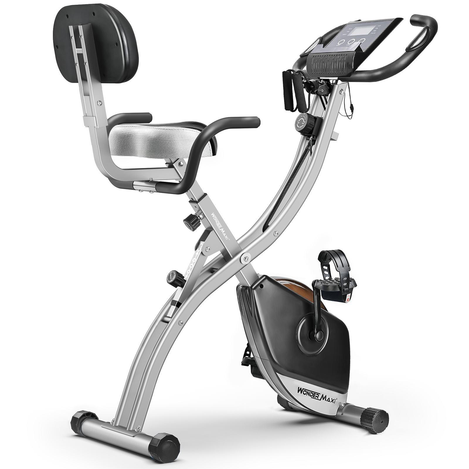 Wonder Maxi Foldable Exercise Bike for Home Magnetic Stationary Bike Indoor Cycling Upright Bicycle Indoor Cycle Recumbent Exercise Bike with Arm Resistance Bands - Image 7