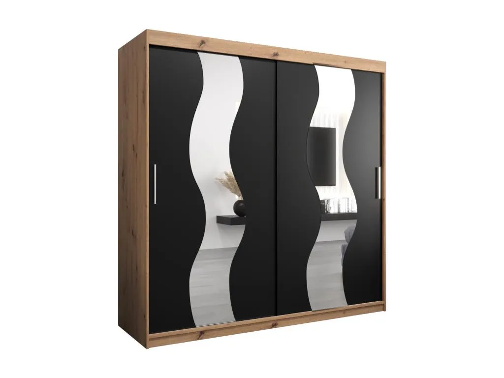 Armario Micasacool de puertas correderas 200/200/62 2 puertas (artisan/negro)