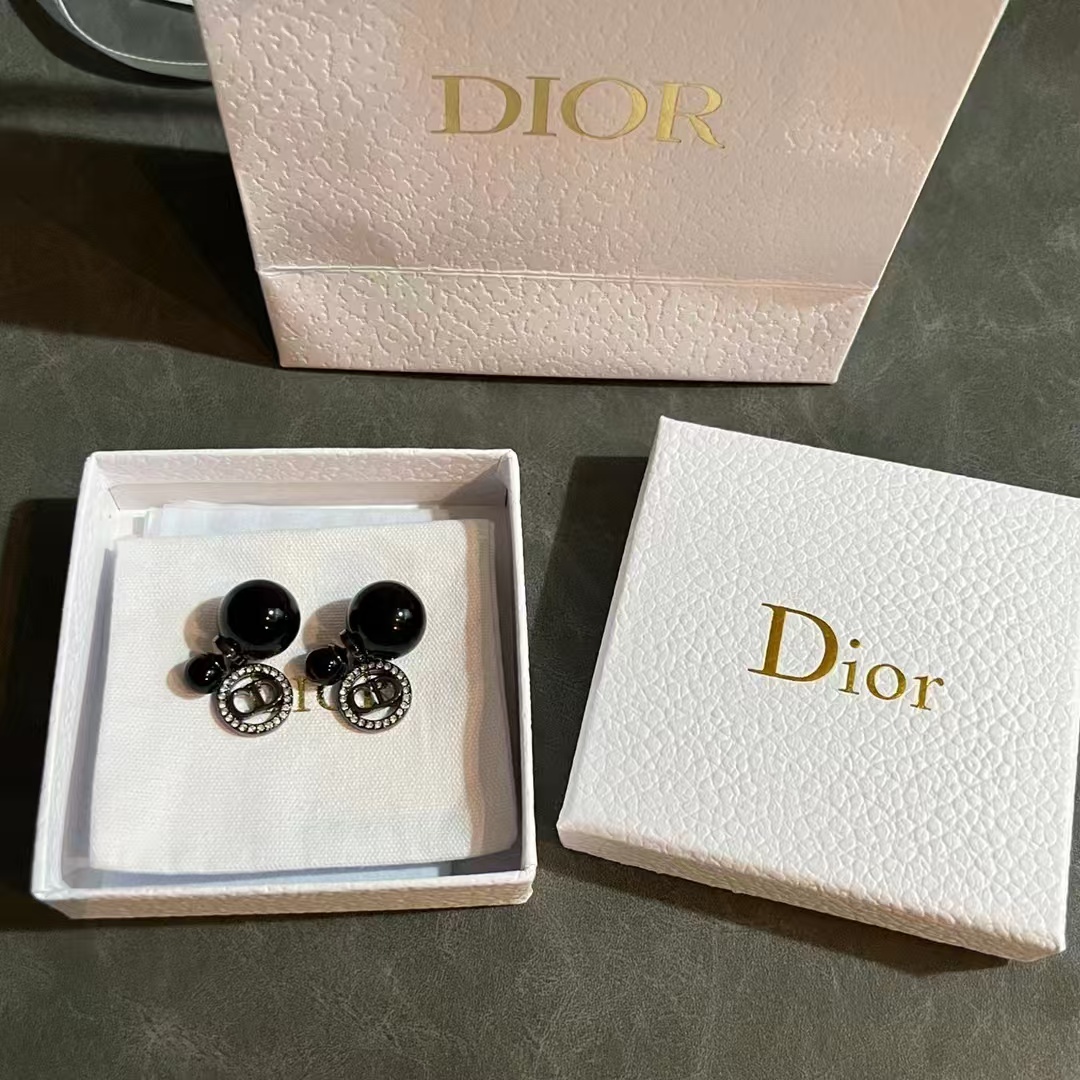 Dior Black Pearl CD Earrings - Original Replica Club