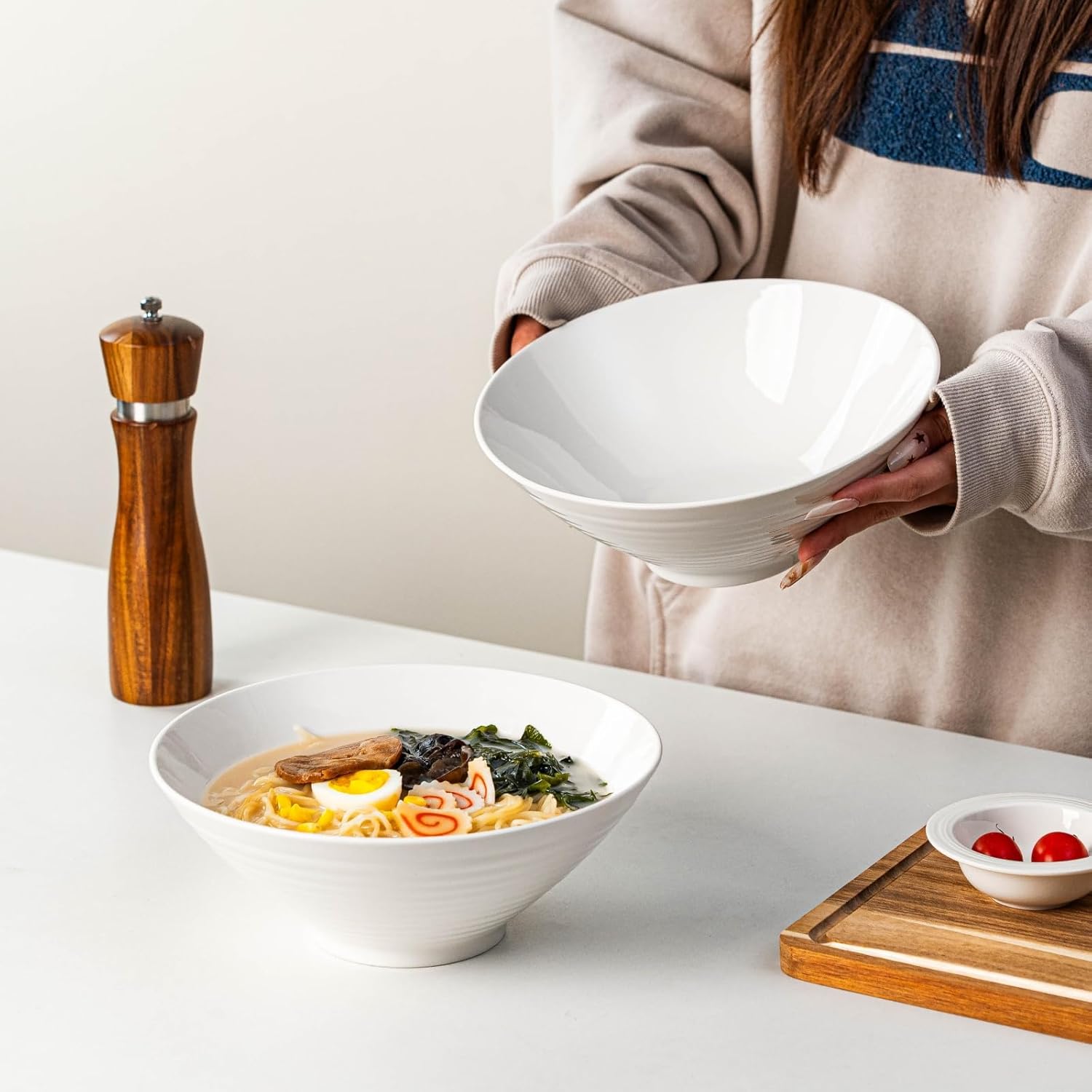 50 oz Ramen Bowls Set of 2, 9 Inch Large Ramen Bowls, Porcelain Noodle Bowls for Pho, Soup & Udon, Ceramic Ramen Bowl Set, Microwave & Dishwasher Safe