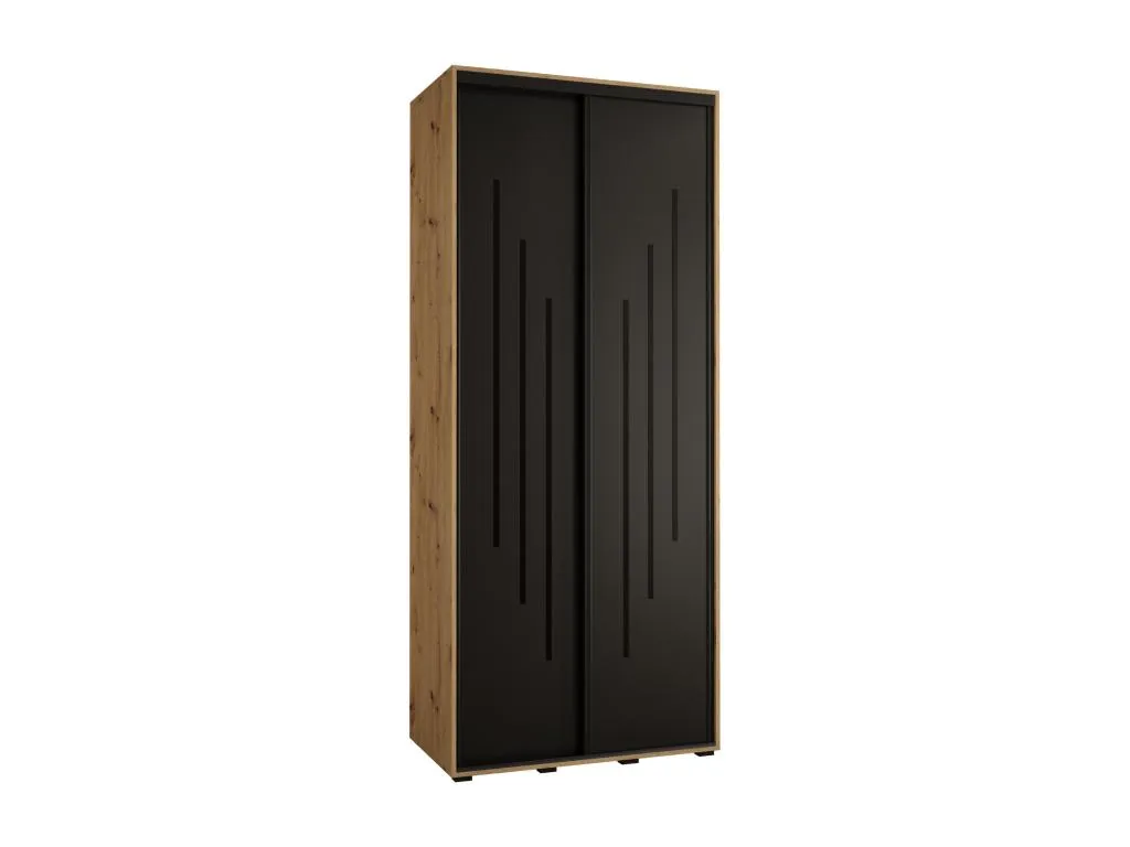 Armario Biocasahogar con puertas correderas 235.2x120x60 cm en combinación de Artisan y negro IO7368752