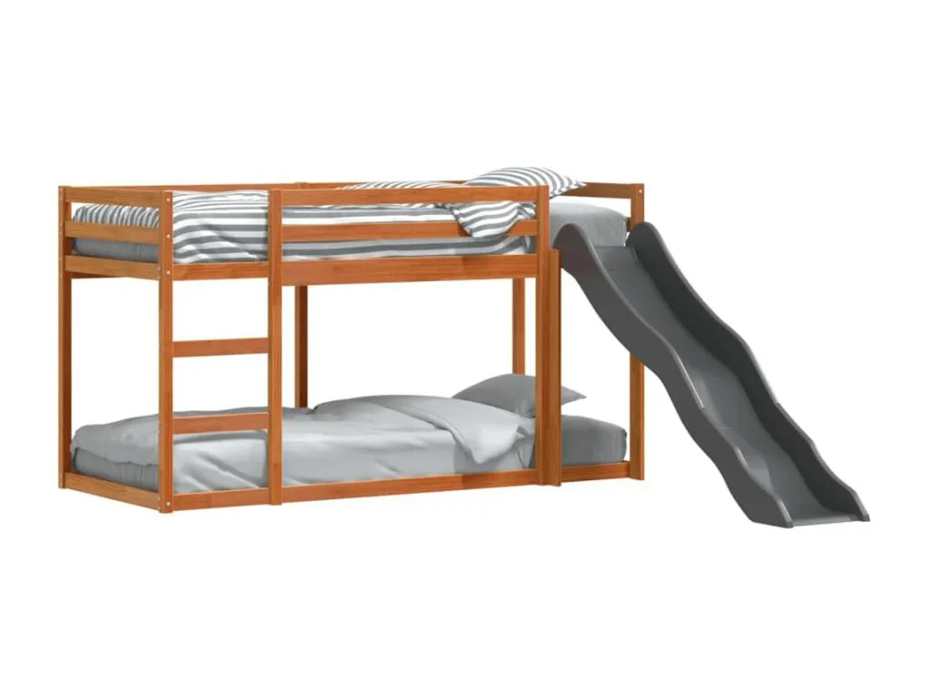 Litera con tobogán y escalera Mueblestop maciza marrón 90x190 cm WOVW67132