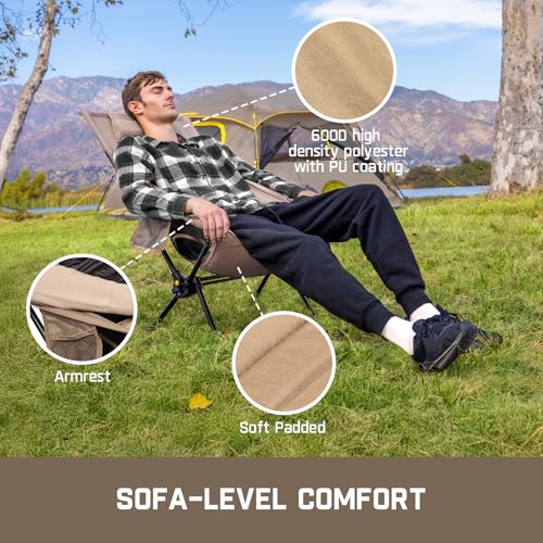 FanttikOutdoor Zeta L8 Max Camping Chair, Portable & Lightweight, Multi-Angle Adjustable, Supports up to 250 lbs, Comfort-Driven Design, High Strength Camping Chair for Travel, Hiking, Fishing (Brown)