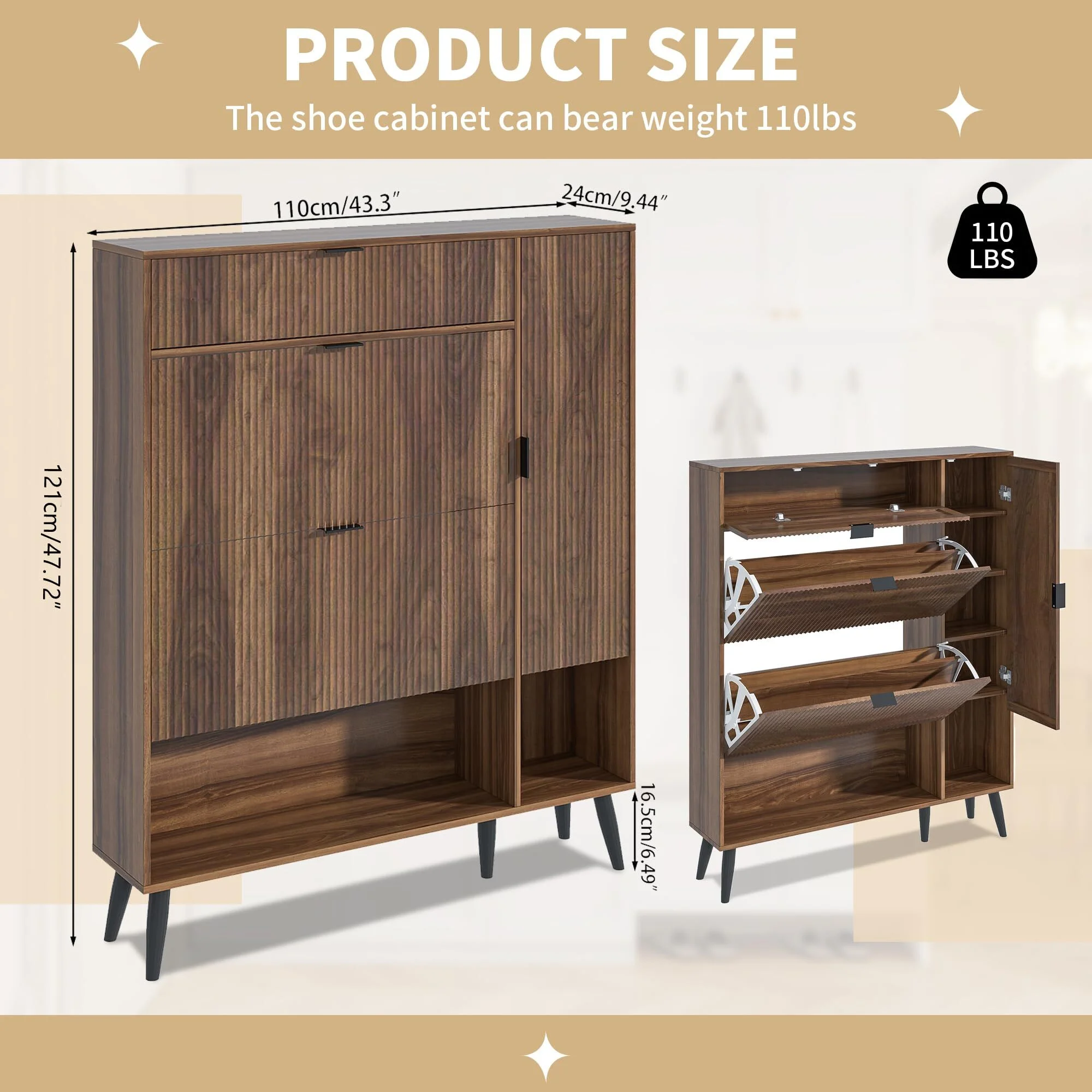 Shoe Cabinet with Drawers, slim storage cabinets, entryway shoe storage cabinets - Image 12