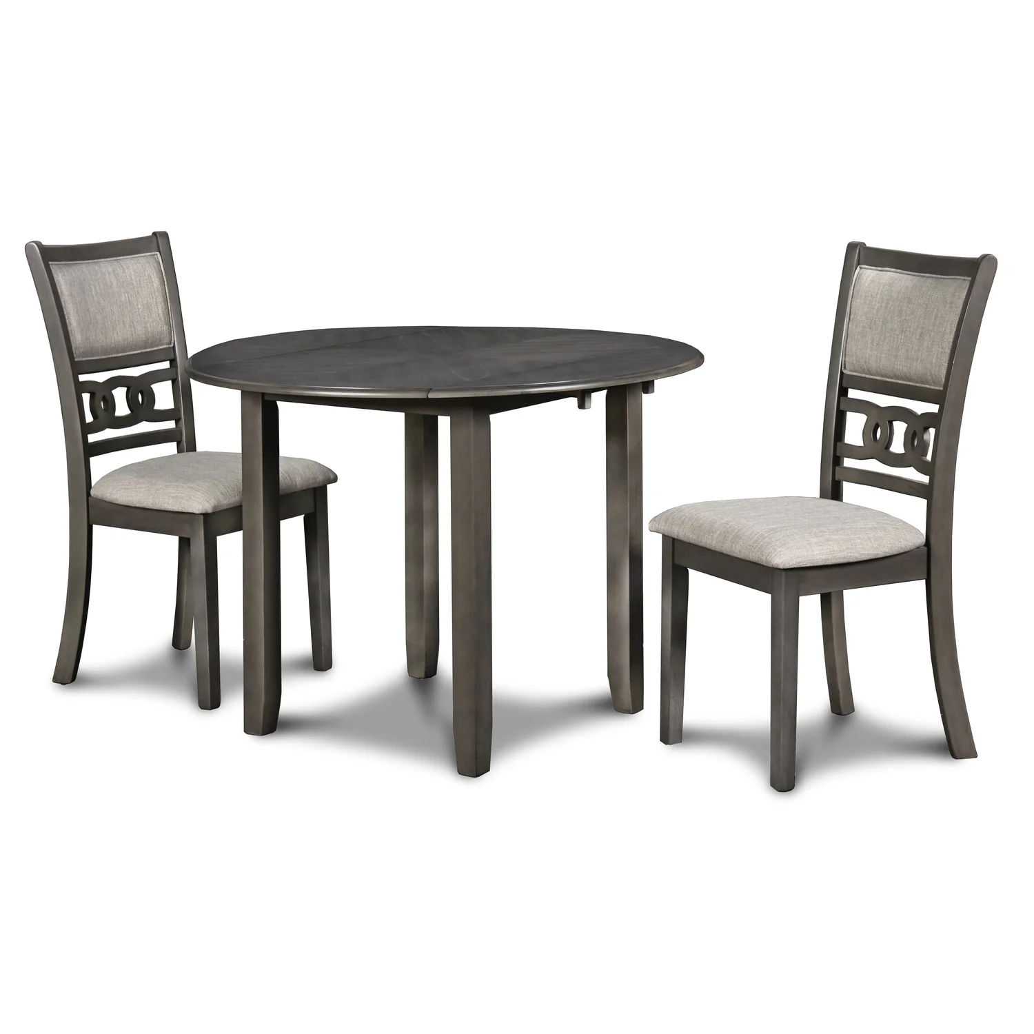 New Classic Gia 3 Piece Contemporary Rubberwood Dining Table Set, Gray - Image 2