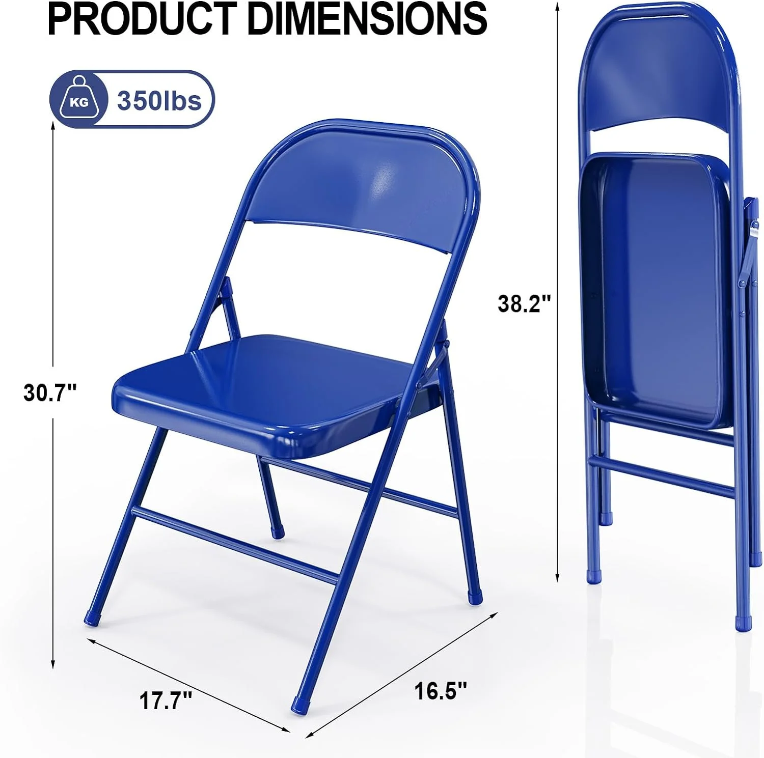 VINGLI Folding Chairs All Steel Metal Frame, Capacity 350 lbs, Durable Portable and Versatile for Indoor Outdoor Use, Black, Set of 8 - Image 17
