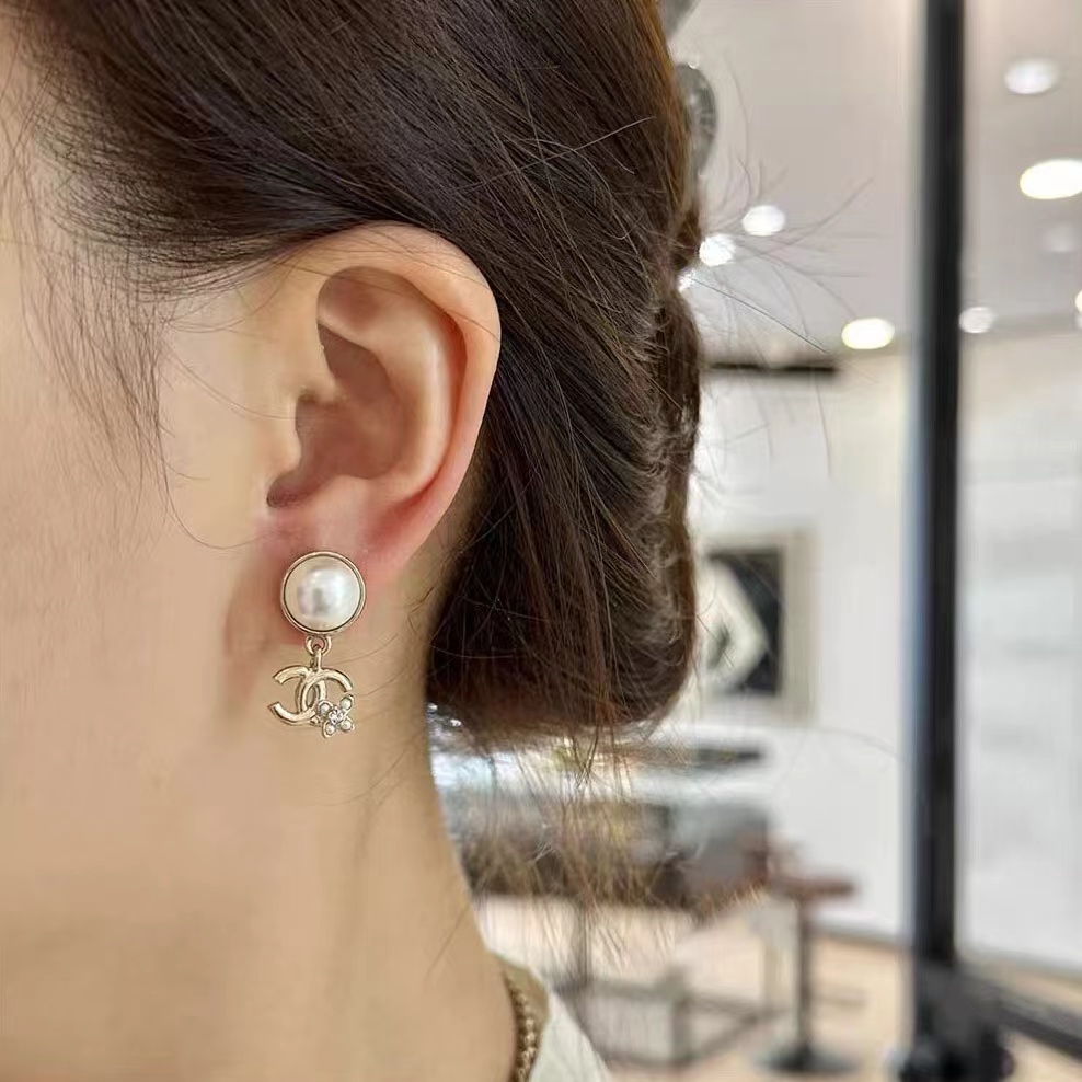 Chanel Pearl Stud Double C Dangle Earring - Original Replica Club