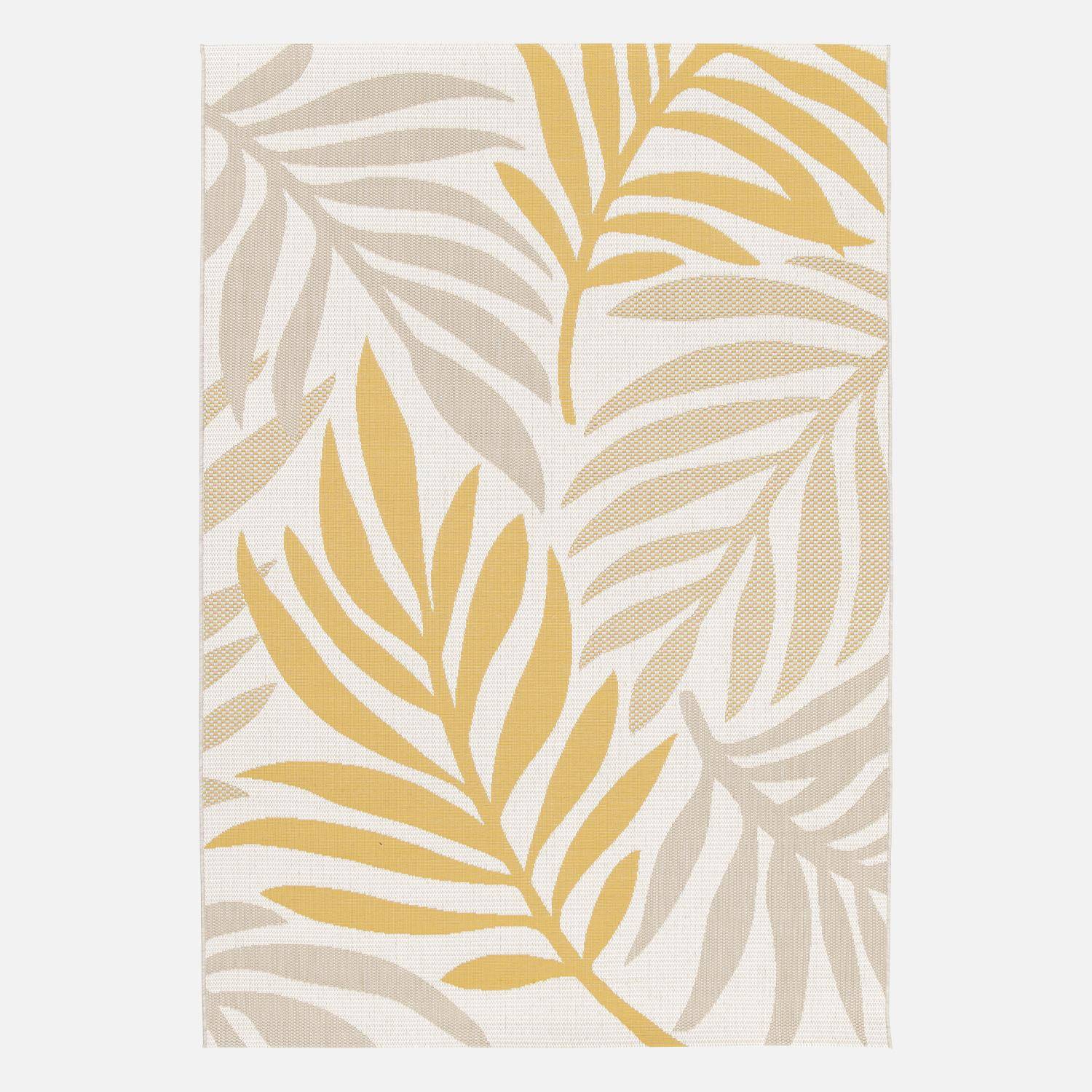 Bloom - Alfombra de interior/exterior, estampado beige y mostaza, poliéster reciclado