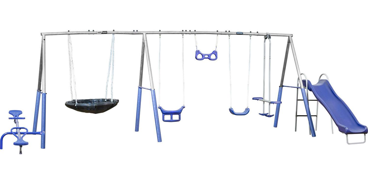 XDP Recreation Fun All-Mighty Metal Swing Set with Super Disc Swing. Stand R Swing. Glider. & Slide - Image 2