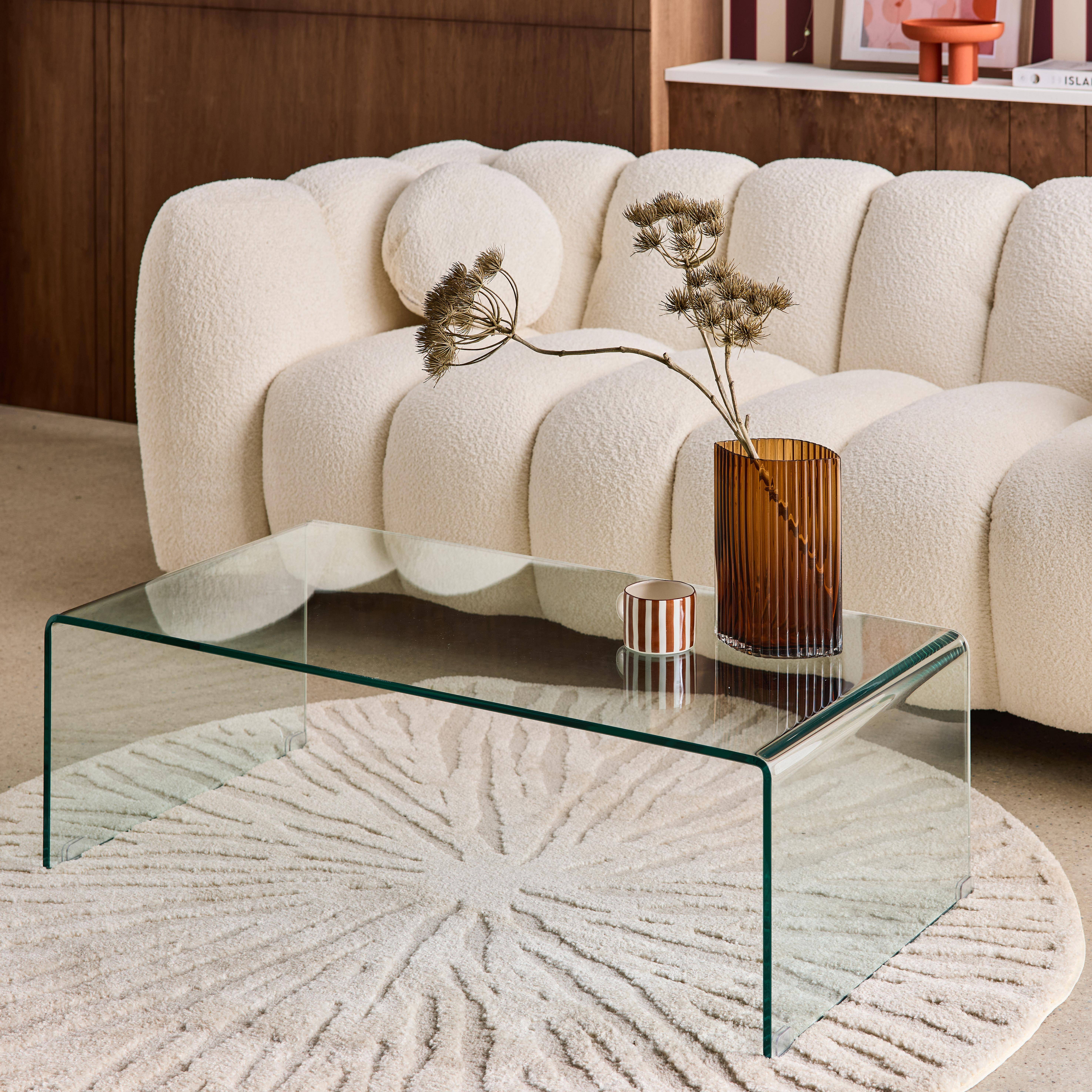 Glintz - Mesa de centro rectangular de cristal templado