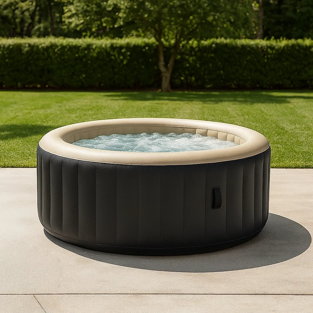Spa hinchable,redondo,4 personas,PVC,negro y beige diámetro 180x66 cm - 39JuPRHtwfFn