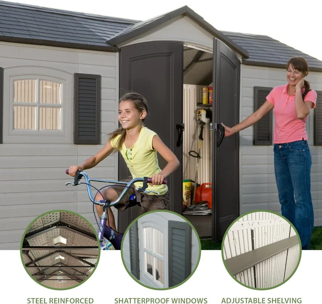 Lifetime 6446 Outdoor Storage Shed, 8 x 15 Foot, Desert Sand
