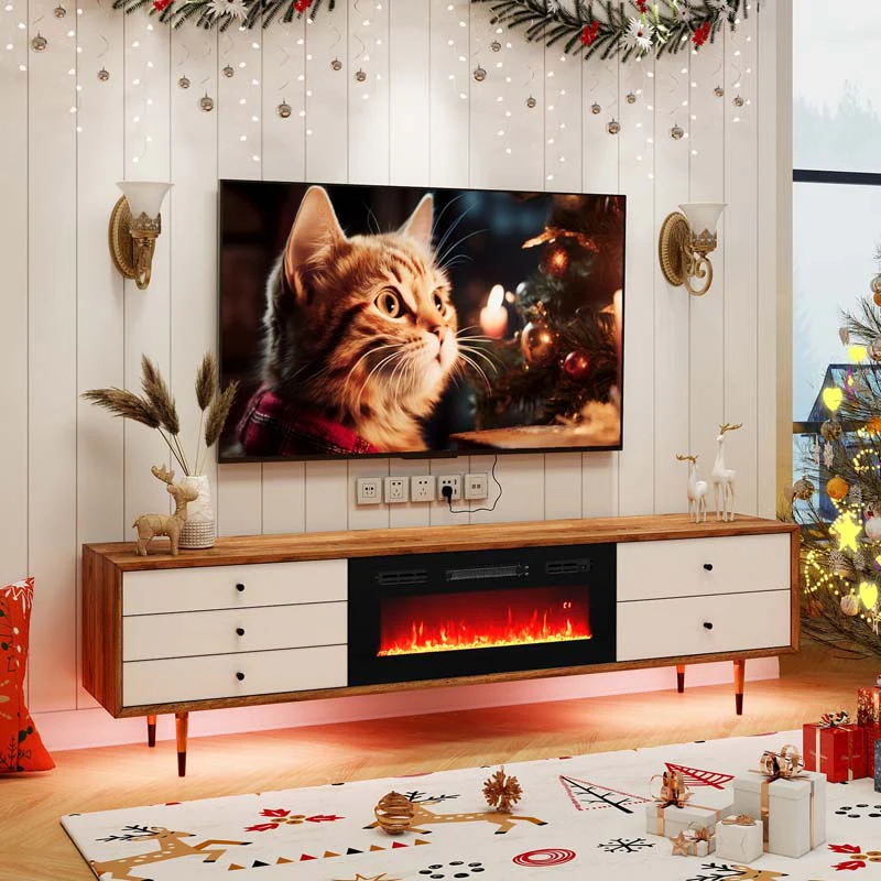 Eletriclife 36 Inches Electric Fireplace Heater Recessed with LED Strip Lights