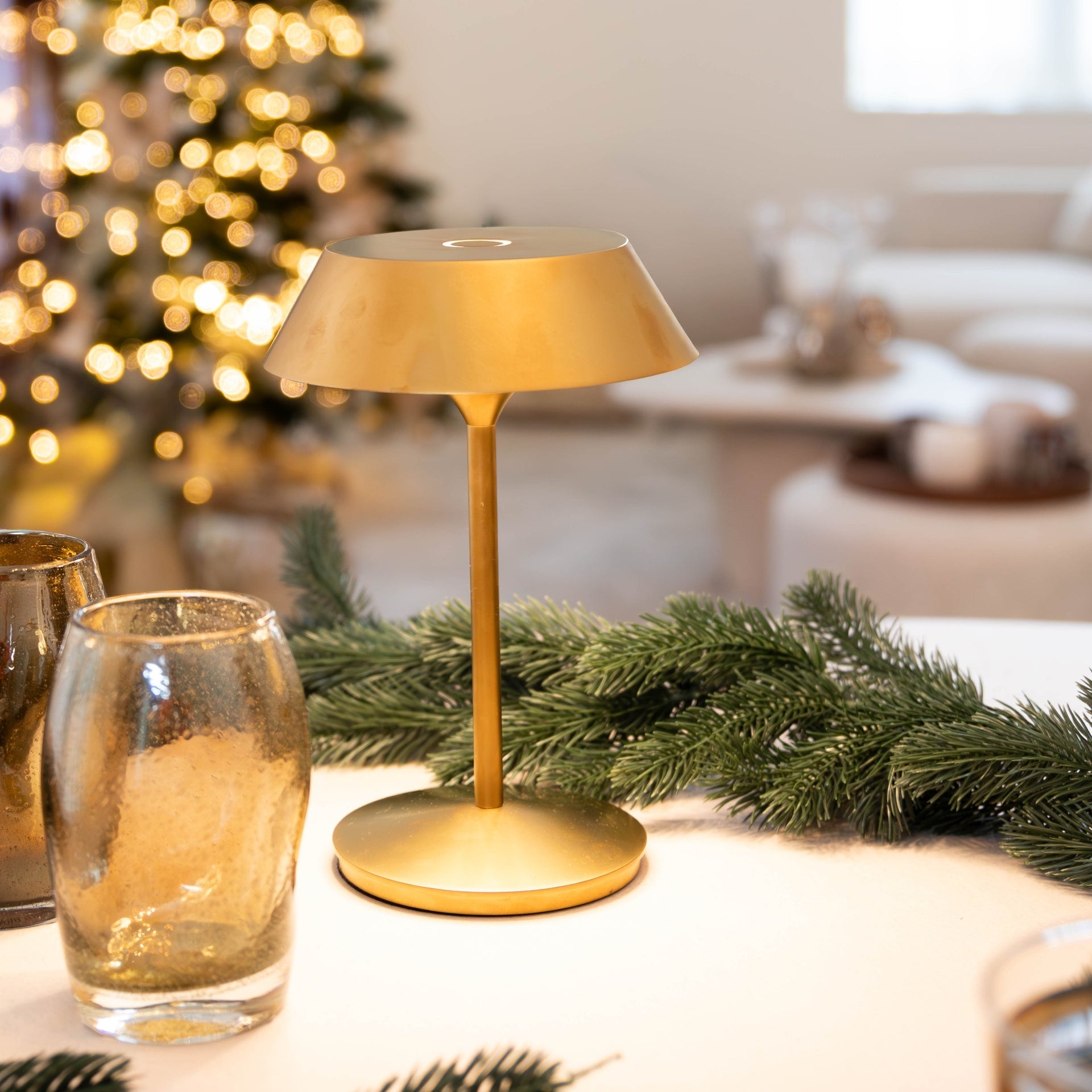 Atmooz Balto Tafellamp - Ø15 x H21,5 cm - Goud - Oplaadbaar