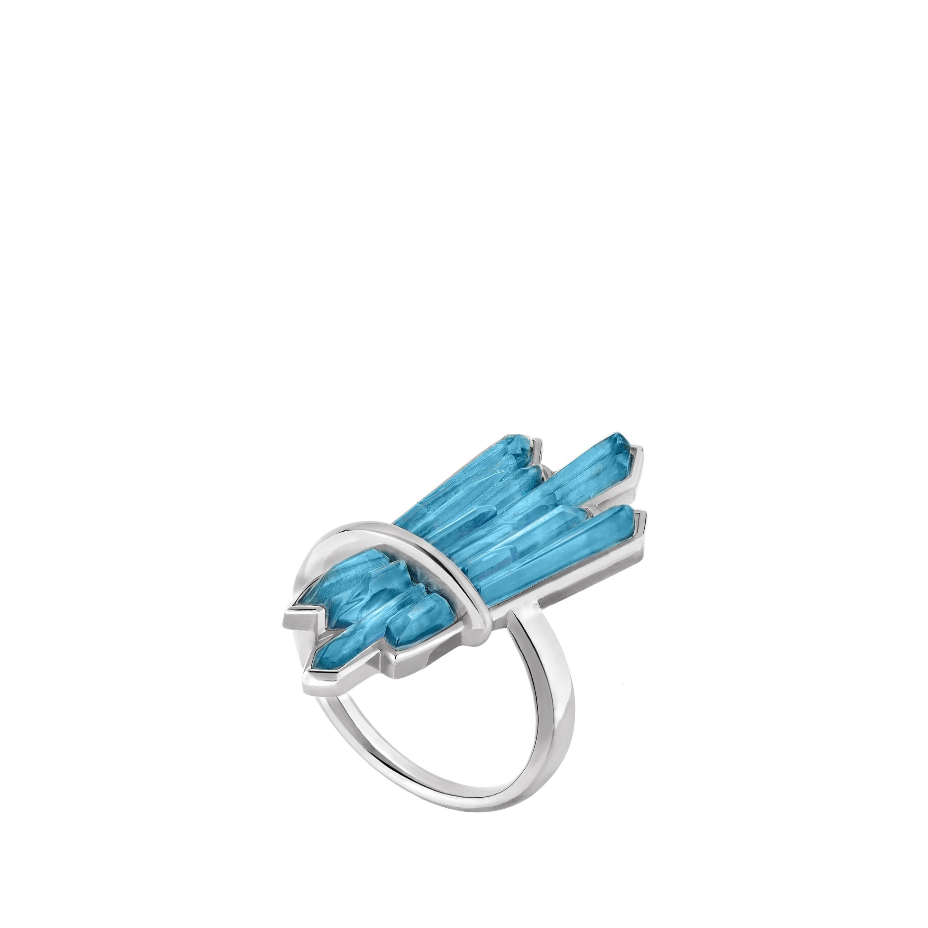 BAGUE TERRAMINERAL - CRISTAL BLEU PERSÉPOLIS, ARGENT