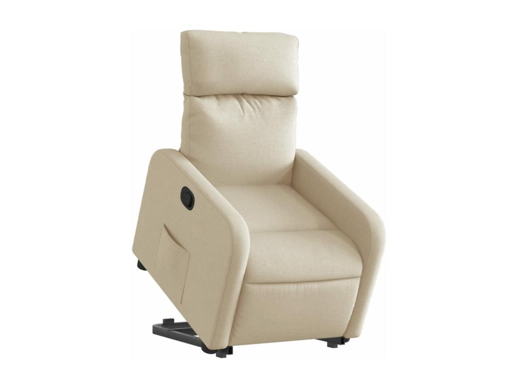 Sillón reclinable elevable de tela color crema