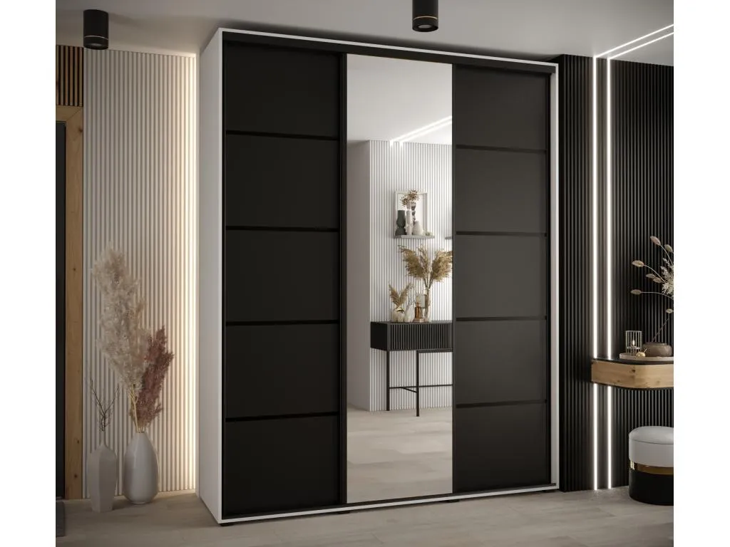 ARMARIO Alkihogares 5 DE PUERTAS CORREDERAS 235.2/180/60 3 puertas (Blanco/Negro/Negro)