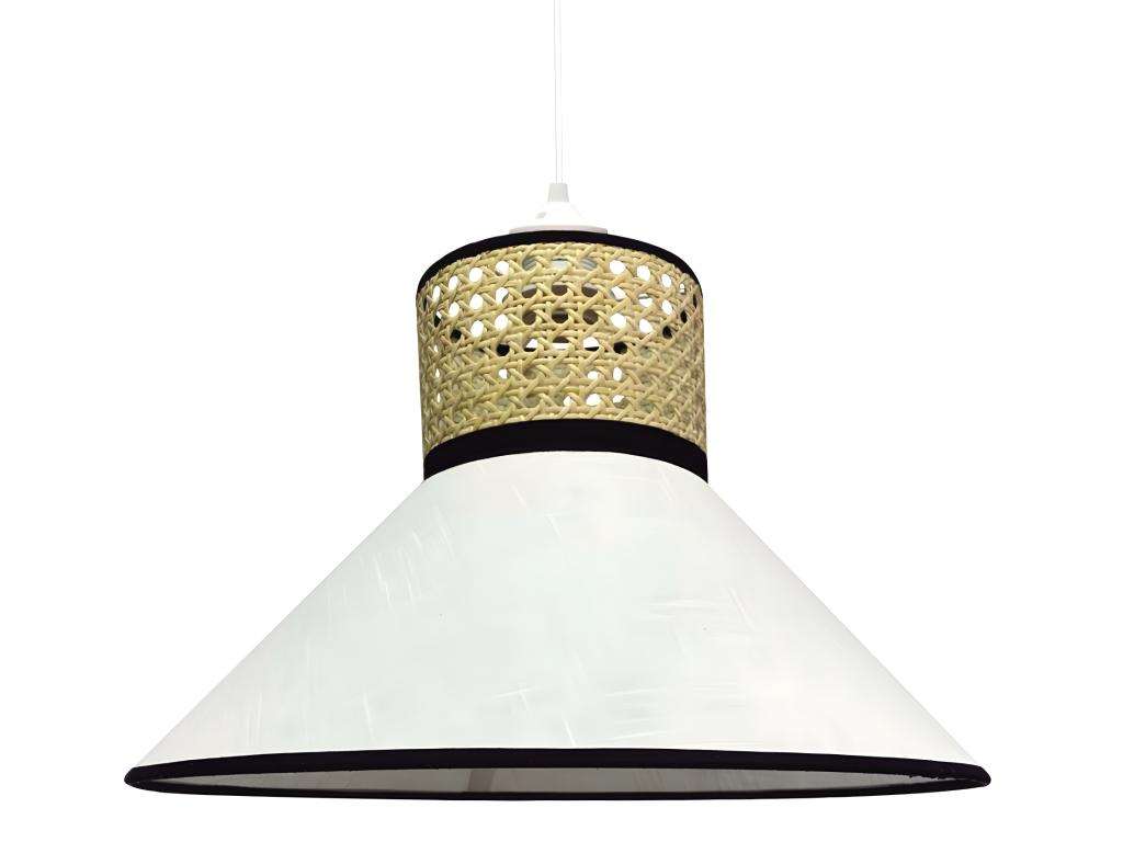 Lámpara colgante Marcanda natural con pantalla de lino blanco y rafia 1xE27 ø40cm