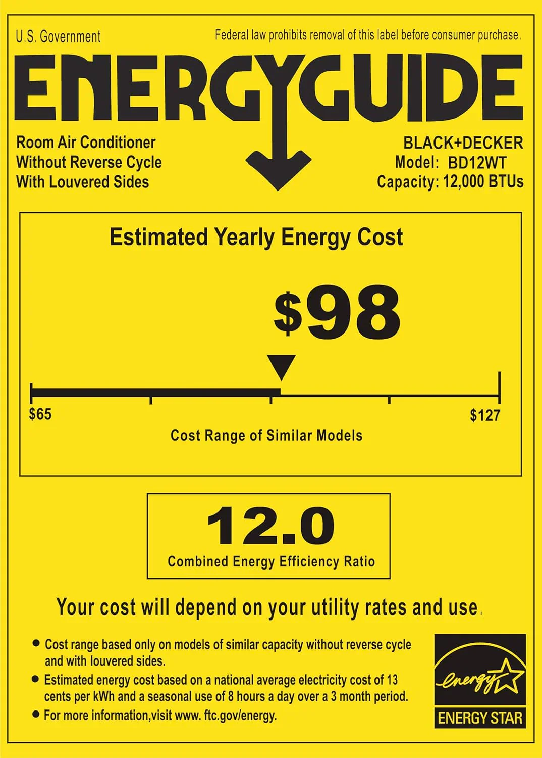 BLACK+DECKER Window Air Conditioner 5000 BTU Cools Up to 150 Square Feet AC Mechanical Controls
