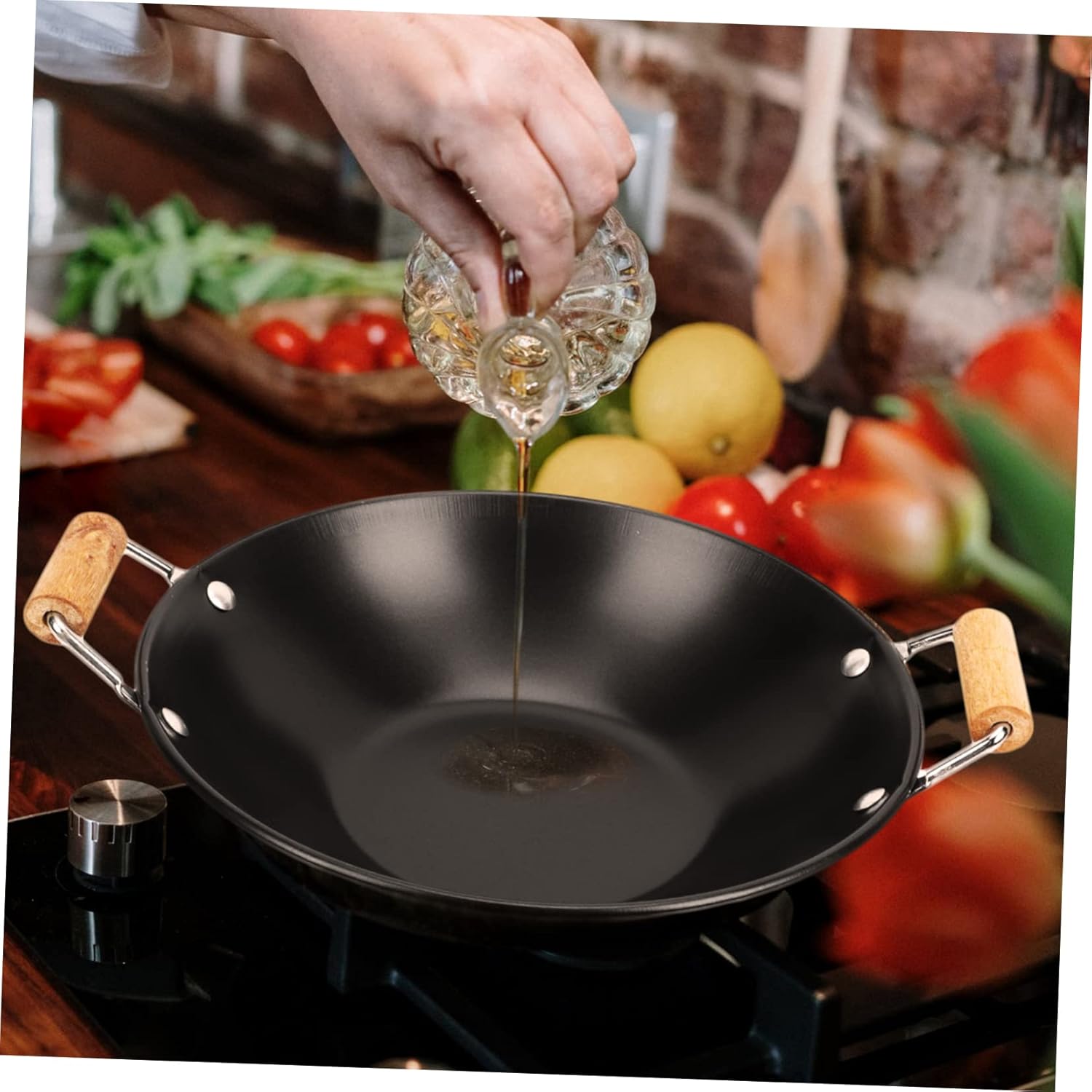 MAGICLULU Stainless Steel Griddle Nonstick Grill Pan Camping Skillet Steak Cooker Nonstick Pan with Lid Noodle Omelet Paella Pan Japanese Small Stoves Wok Metal Individual