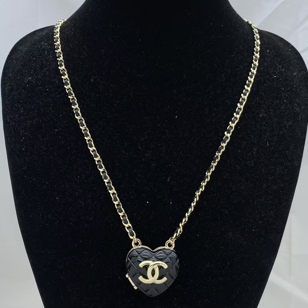 Chanel Heart Pendant Leather Long Necklace - Original Replica Club