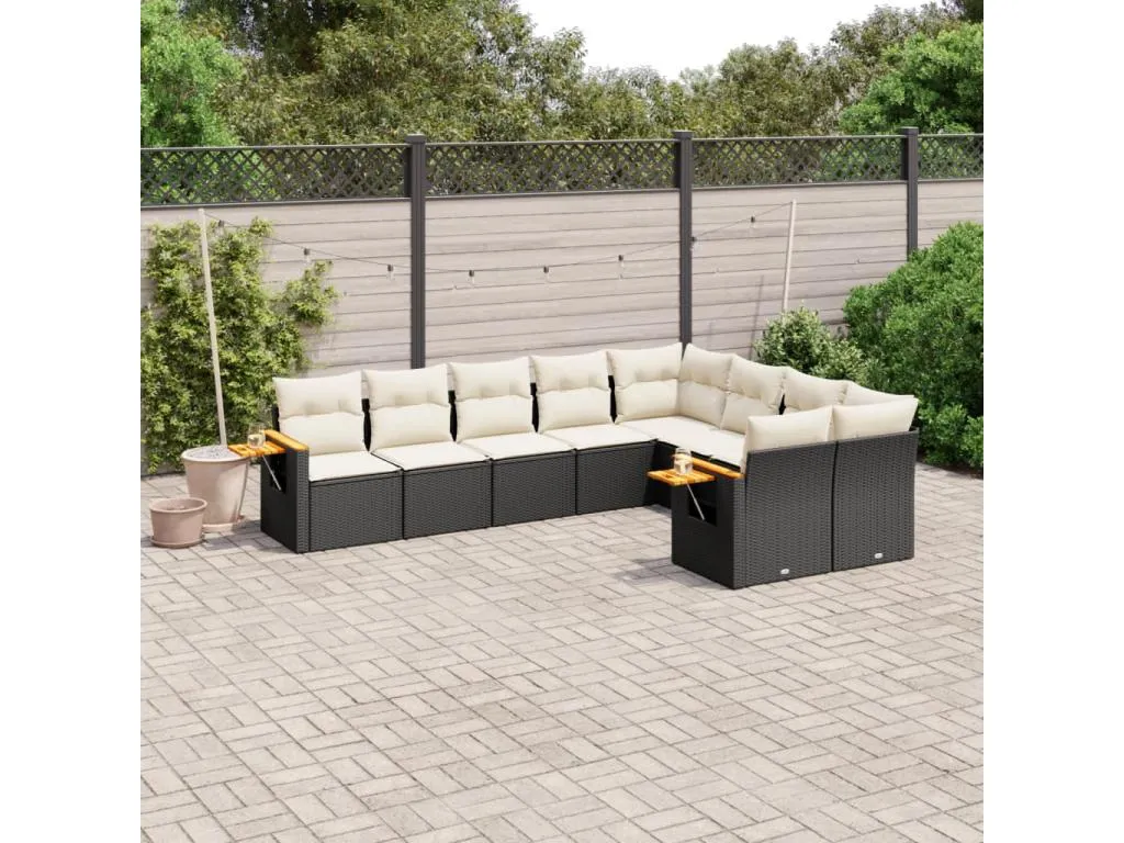 Set de sofás de jardín 8 piezas y cojines ratán sintético negro 63034ALBN