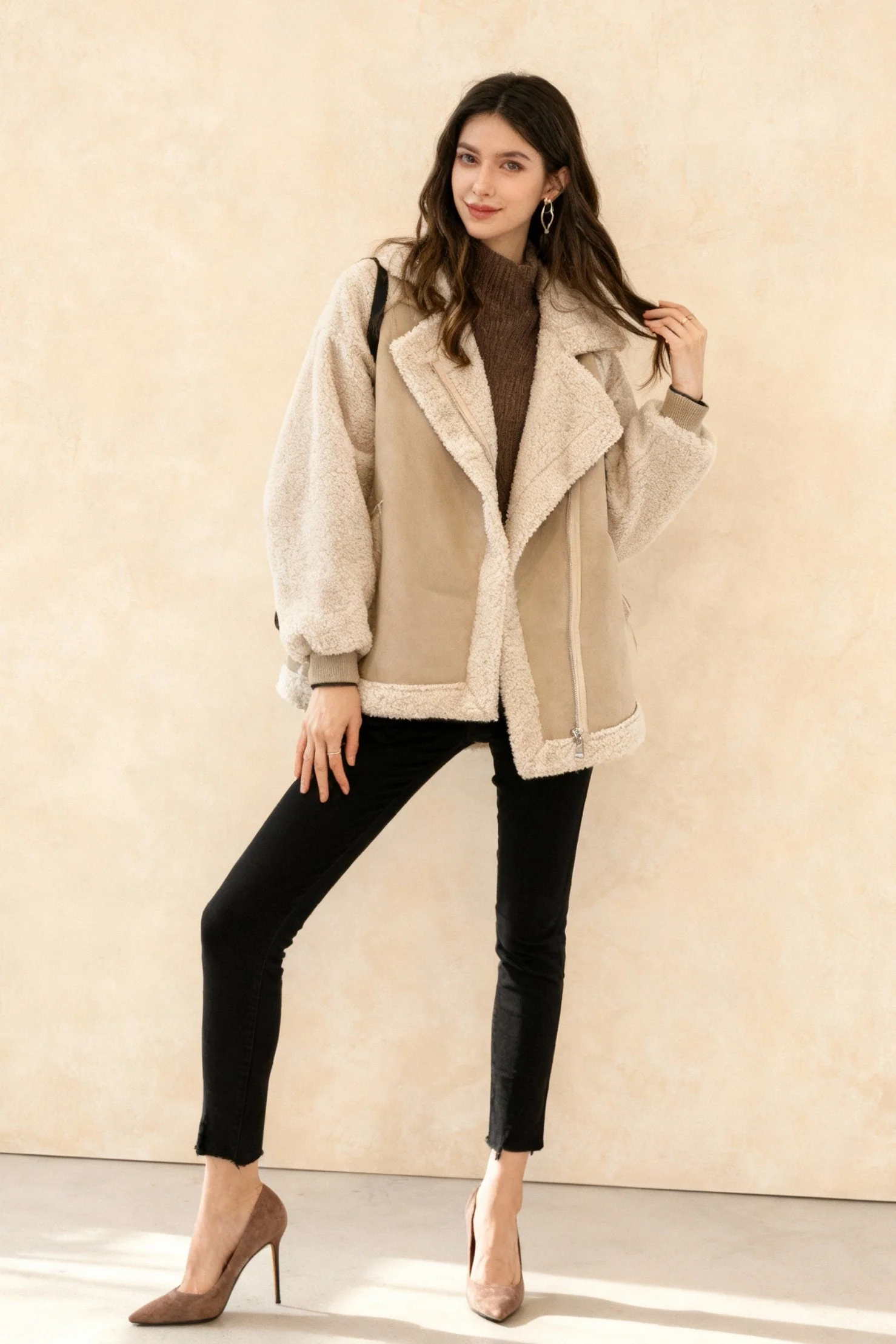 Harajuku Faux Leather Fur Patchwork Coat