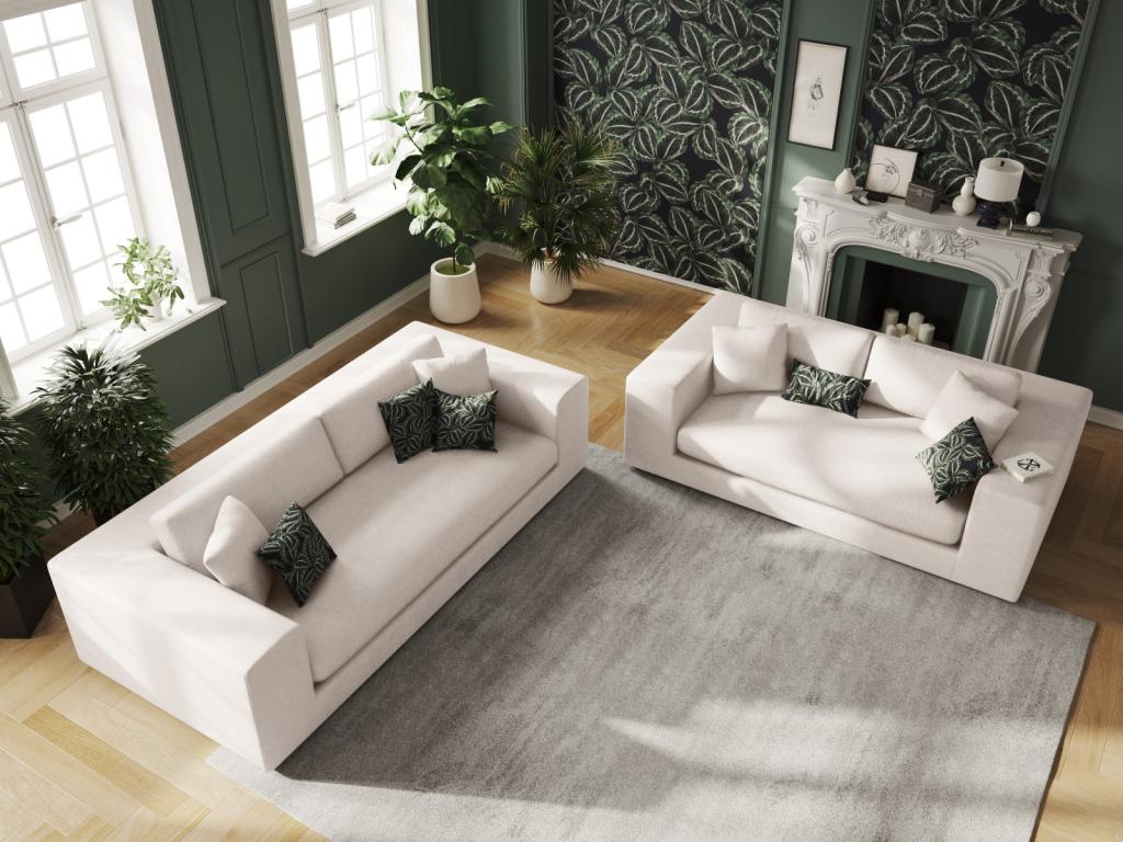 hogardiseno - Sofá "Tendance" 3 plazas de tejido estructural blanco - 220x122x72cm