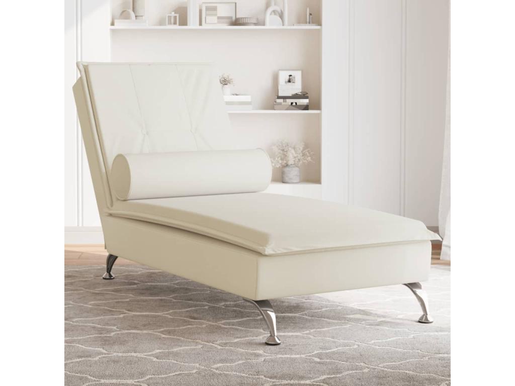 Sillón de masaje con respaldo de terciopelo color crema