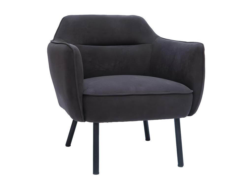 Sillón moderno de tela efecto aterciopelado gris oscuro Homelyvo