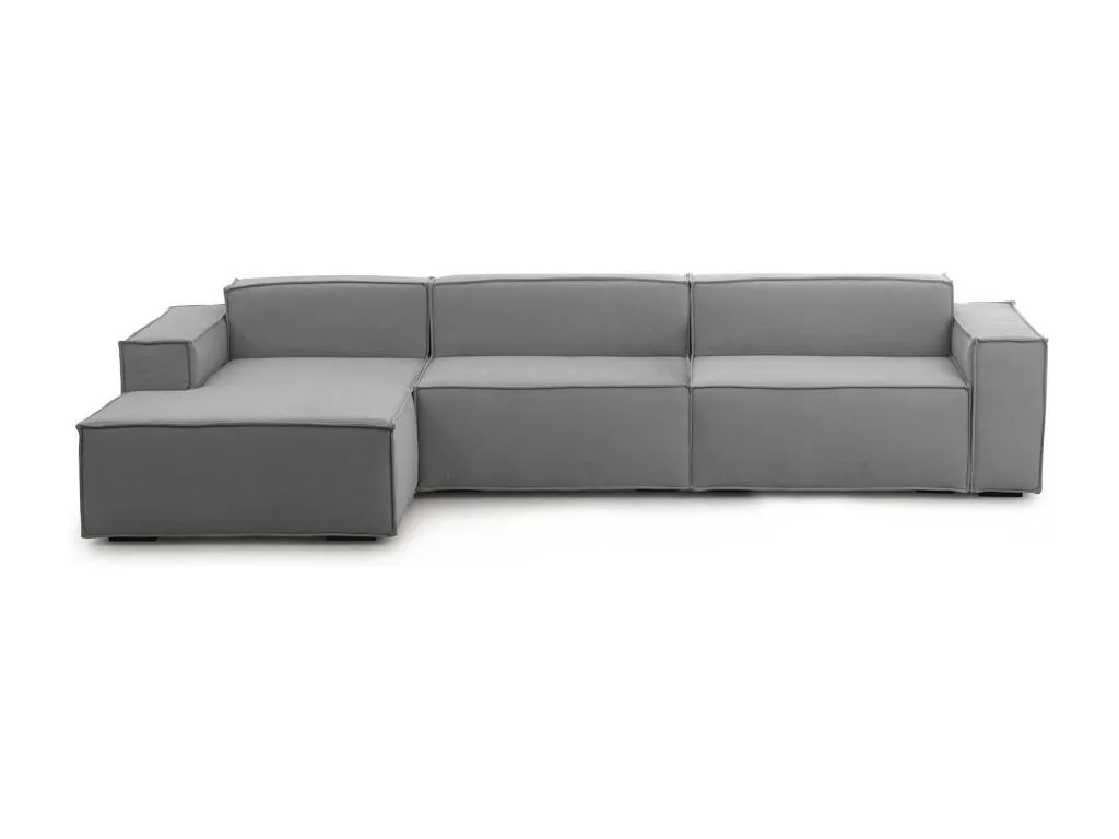 Sofá fijo Alkifurniturees Sofá modular 4 plazas península izquierda Made in Italy Sofá moderno en tela Cm 340x170h70 Gris 22755VVFO