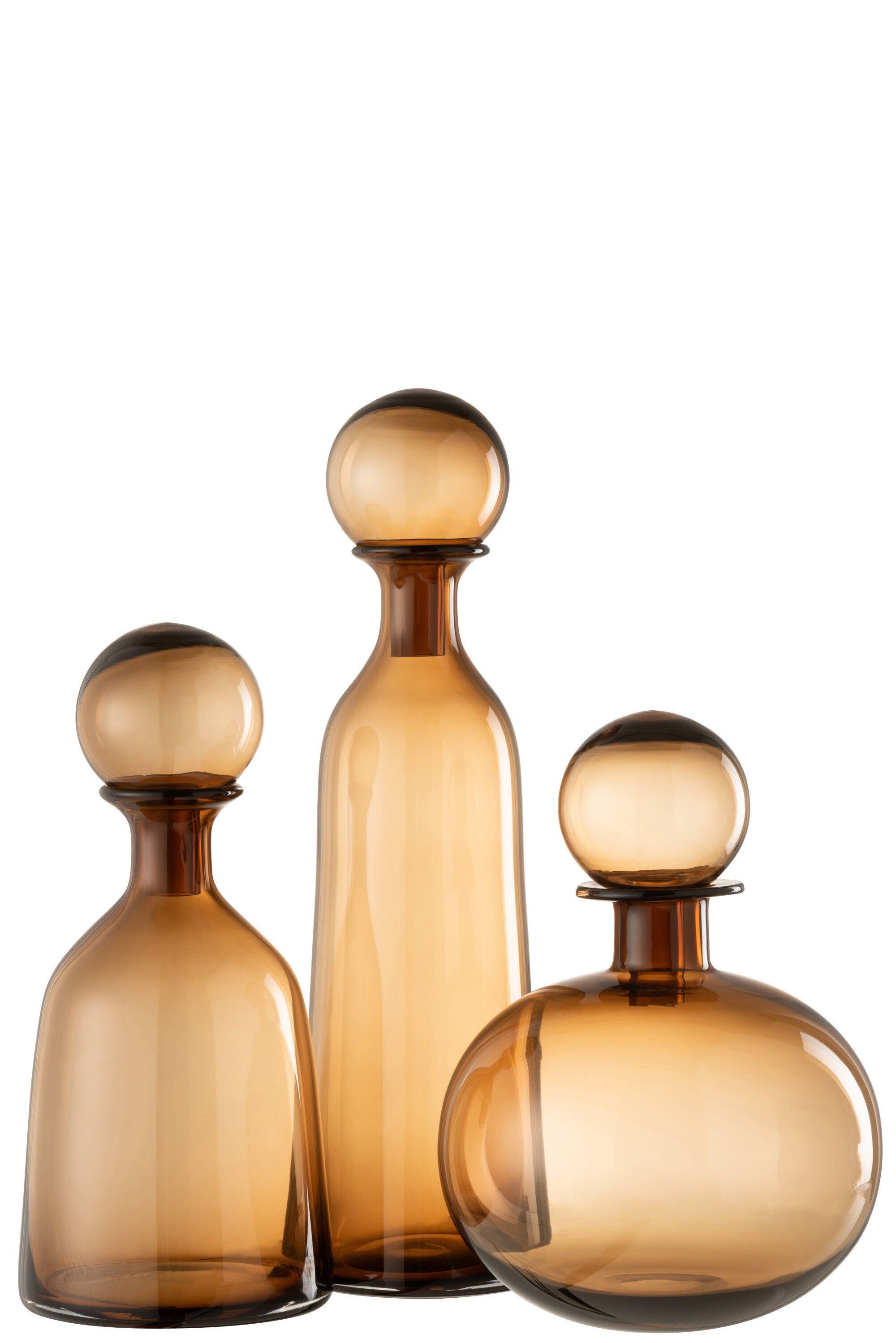 J-Line decoratie Fles + Stop Effen Hoog - glas - bruin - large