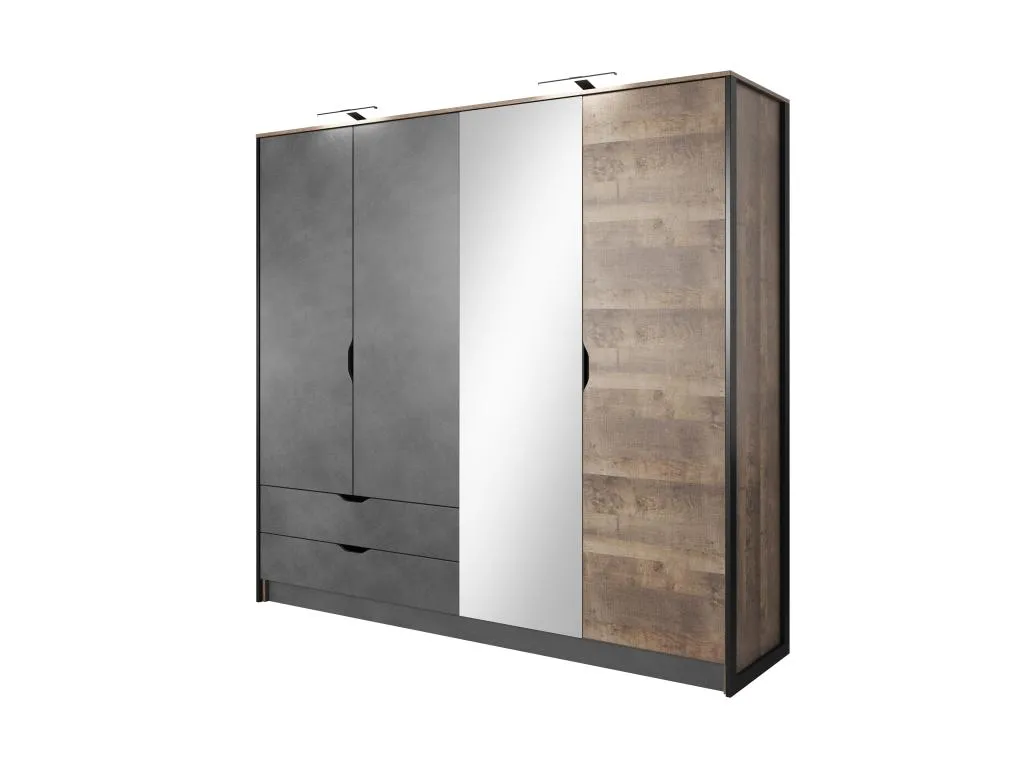 Armario con puertas batientes Nidovia con LED 220x57x205 cm crema y gris. stf1072321