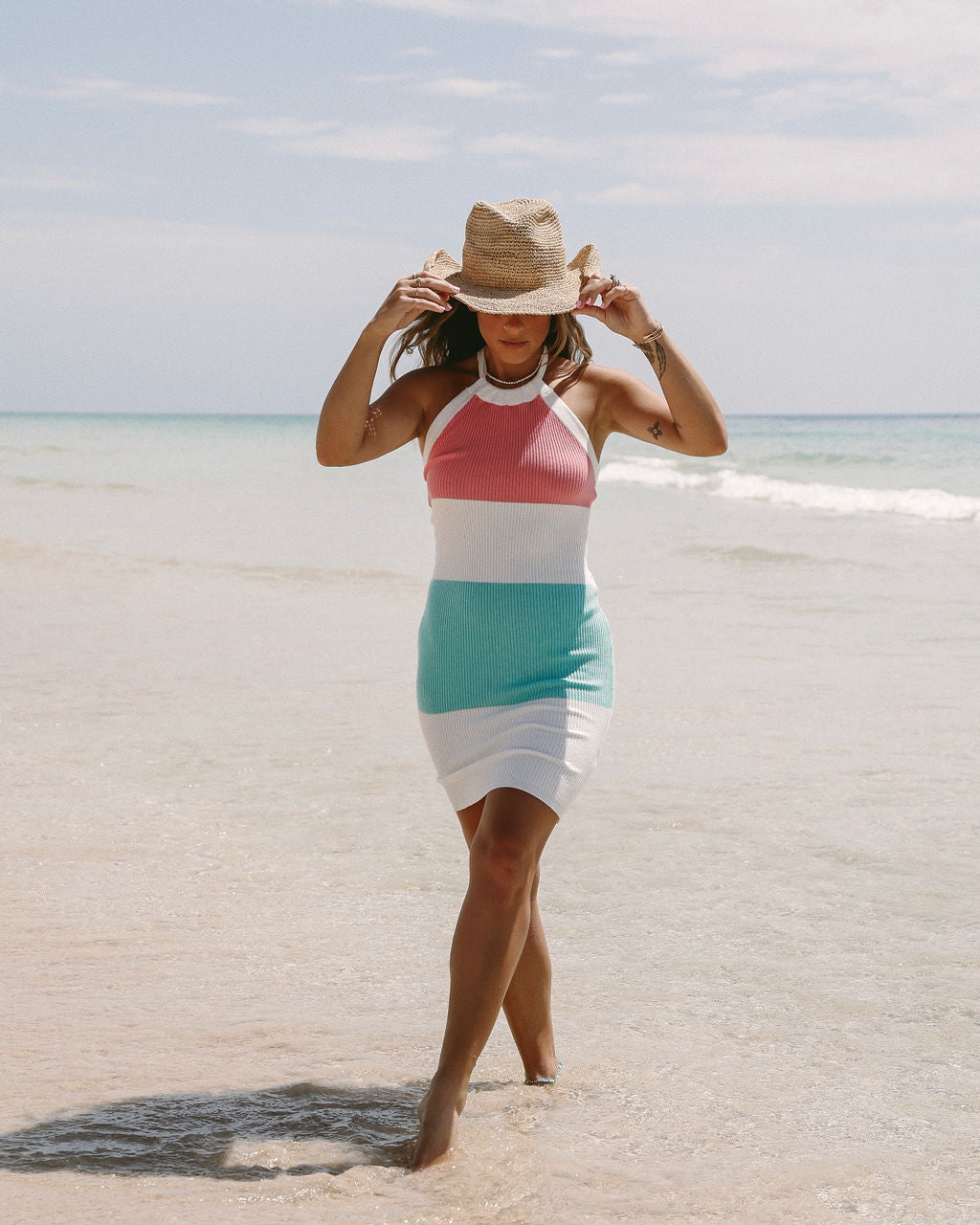 Sunset Shades Halter Ribbed Mini Dress - FINAL SALE - Se7enfashion