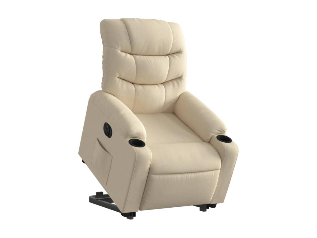 Sillón eléctrico reclinable elevable de tela color crema